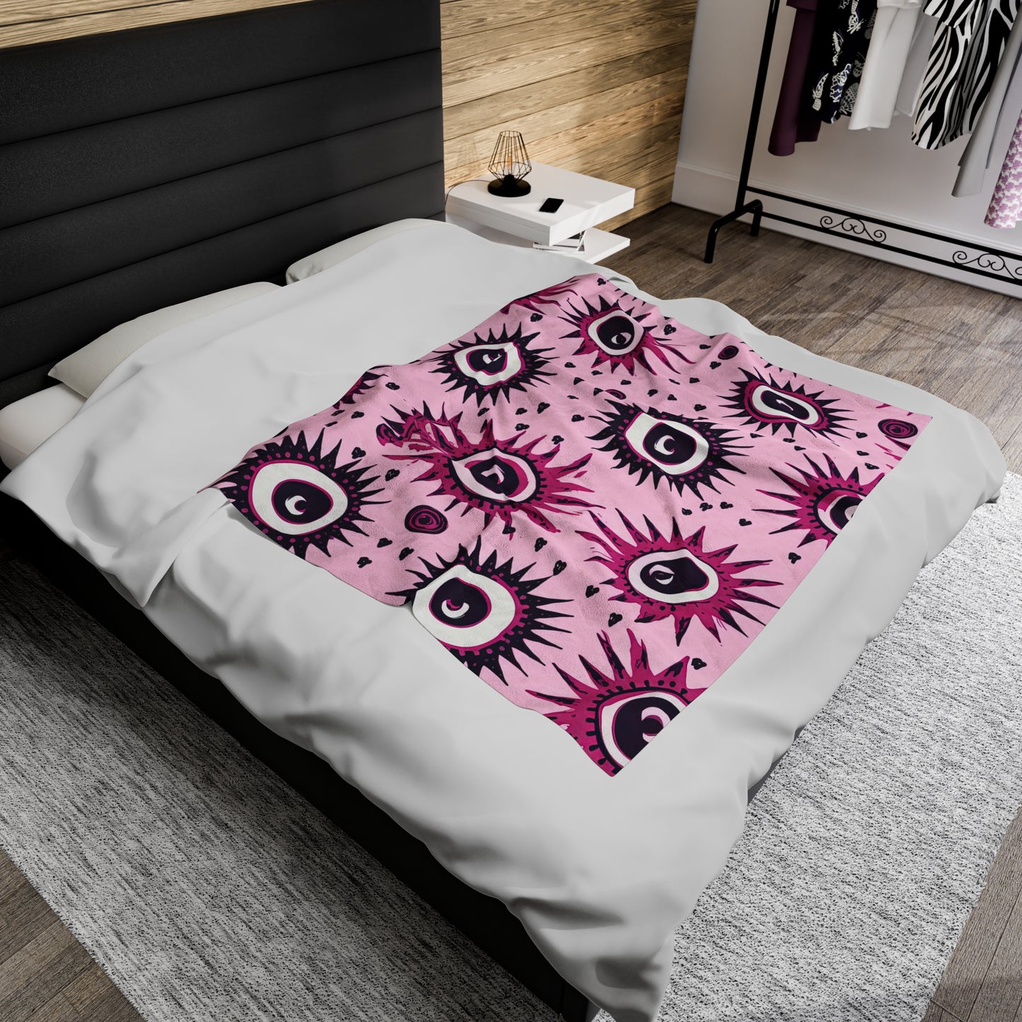 Evil Pink Eye. Velveteen Plush Blanket.