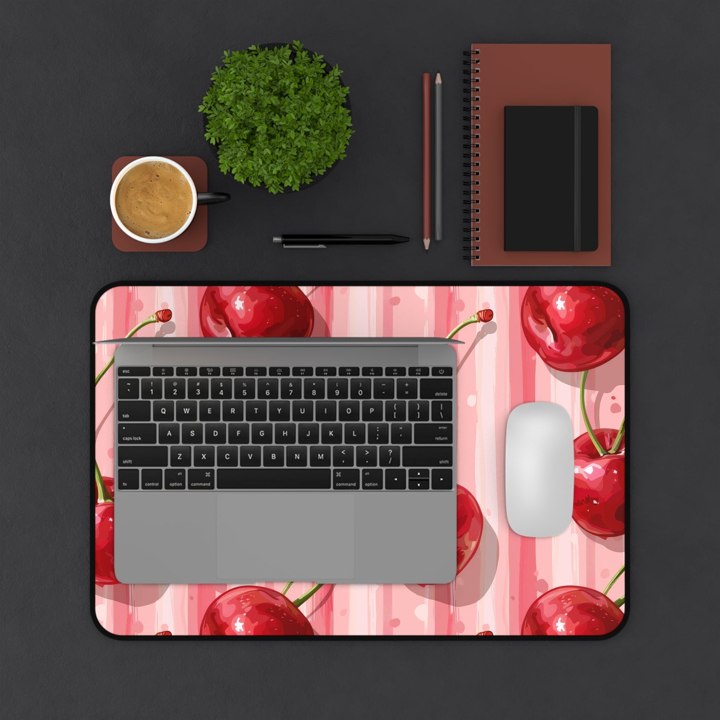 Sleek Cherry. Desk Mat - Stylish Office Organizer