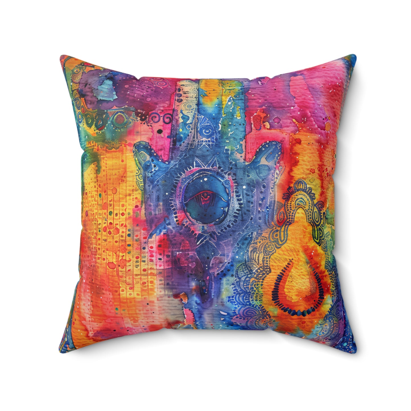 Prismatic Hamsa- Decorative Spun Polyester Cushion