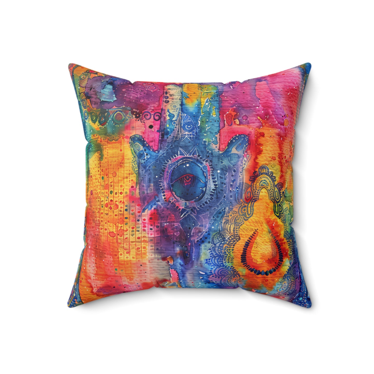 Prismatic Hamsa- Decorative Spun Polyester Cushion