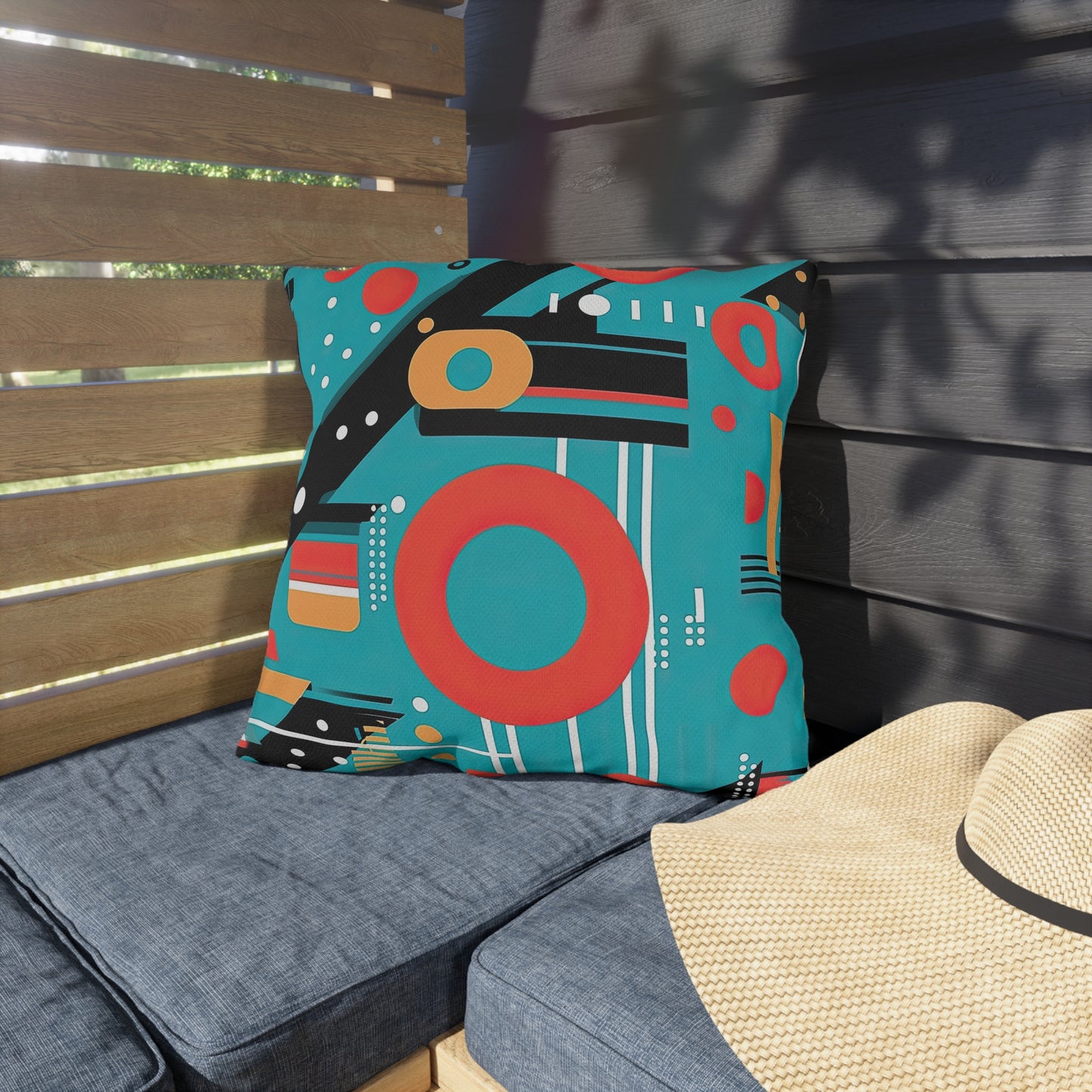 Quantum Rhapsody. Retro-Inspired Futuristic Outdoor Pillows