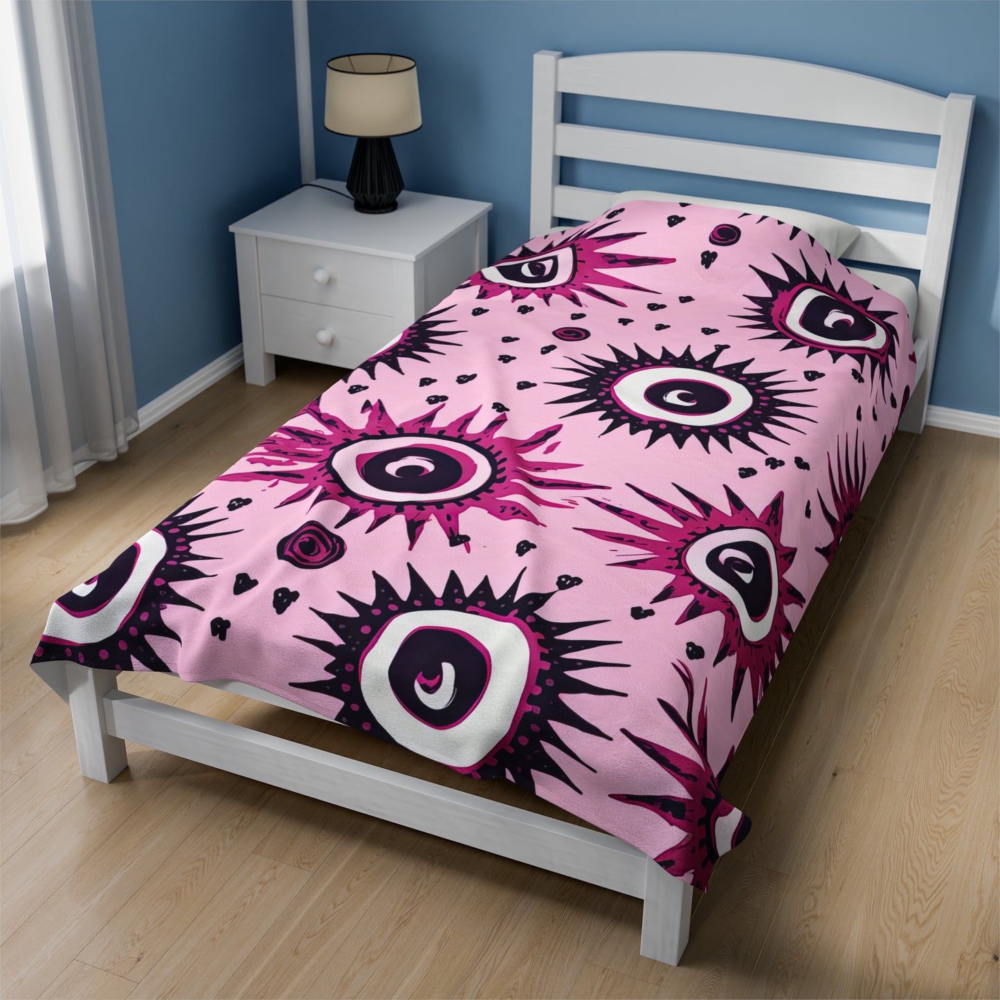 Evil Pink Eye. Velveteen Plush Blanket.
