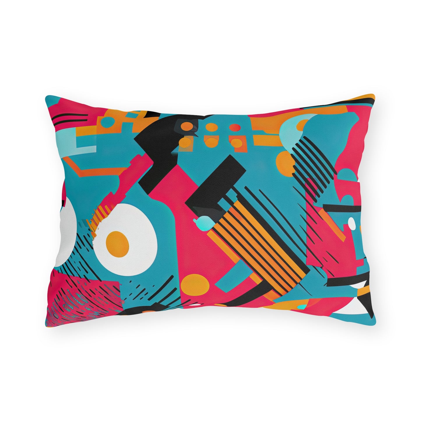 Technicolor Dreamscape. Futuristic Nostalgia Outdoor Pillows