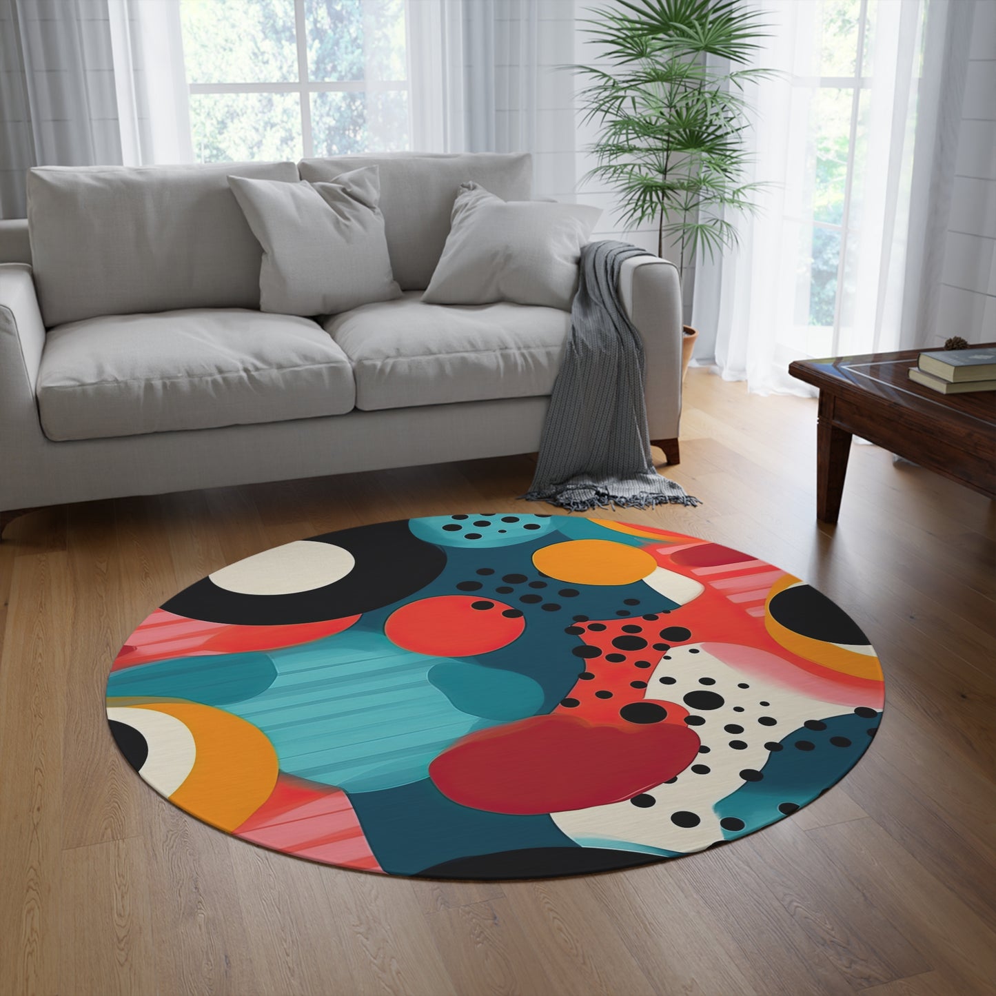 Chroma Catharsis. Retro Pop Art Round Rug.