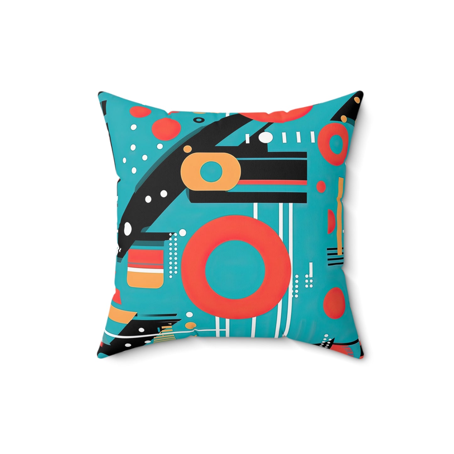 Quantum Rhapsody. Retro-Inspired Futuristic Spun Polyester Square Pillow