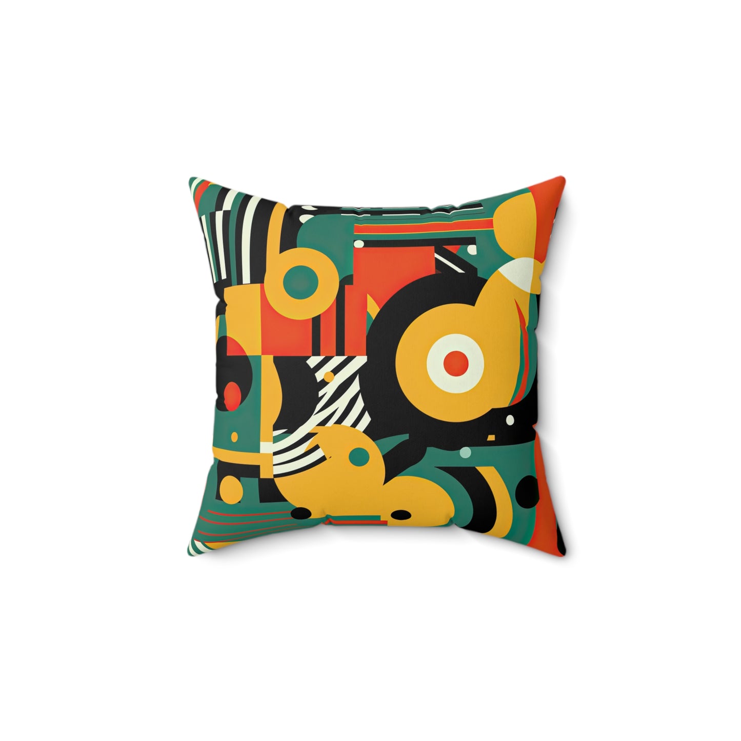 Galactic Groove Retro-Inspired Futuristic Spun Polyester Square Pillow