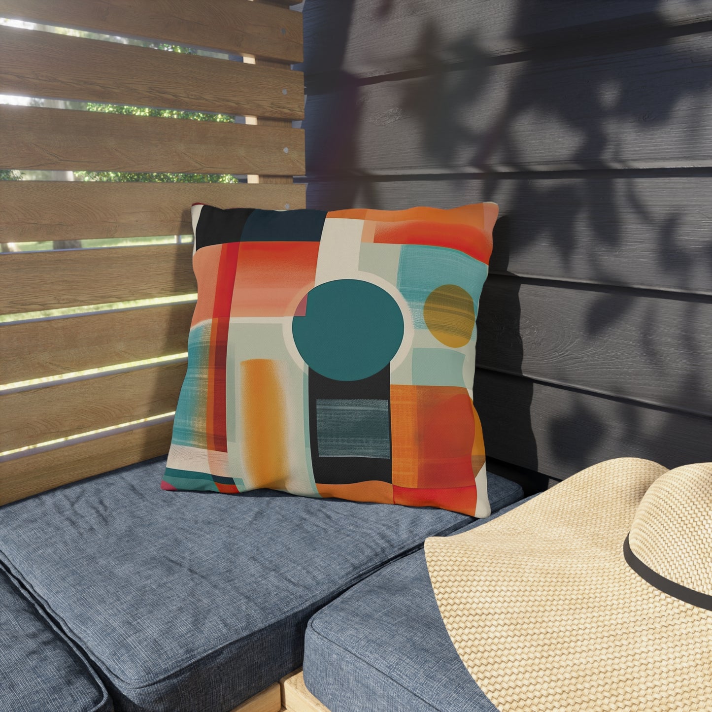 Dimensional Melody. Futuristic Nostalgia Outdoor Pillows