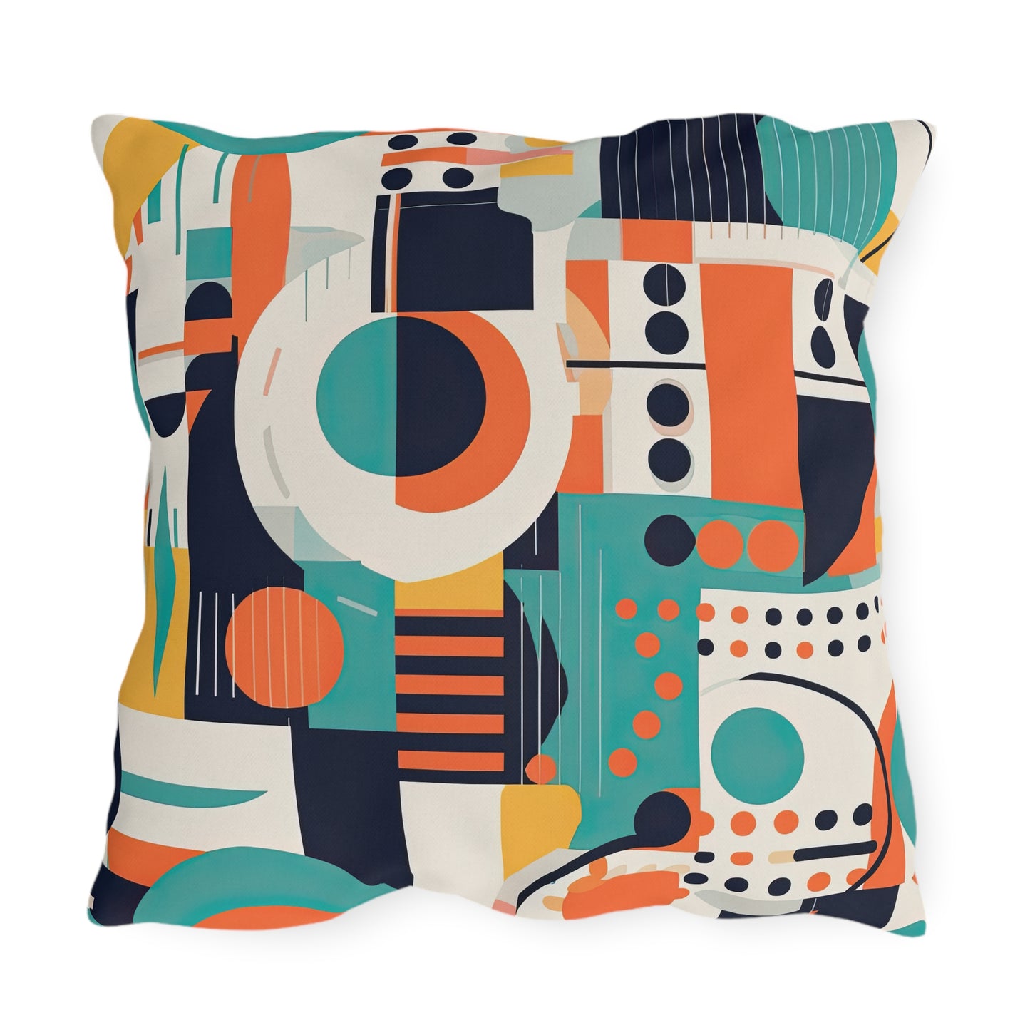 Echoes of the Analog Future. Artistic Retro-FuturisticOutdoor Pillows