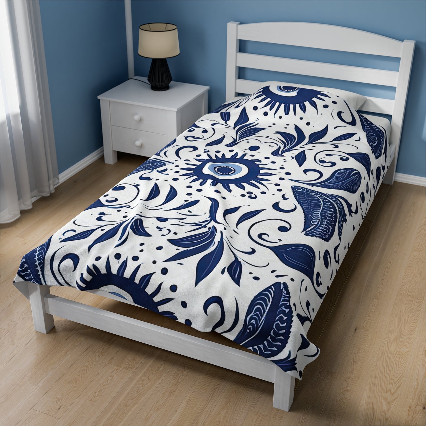 Beholder. Evil Eye Blanket – Cozy Layers of Unique Artistic Flair. Velveteen Plush Blanket.