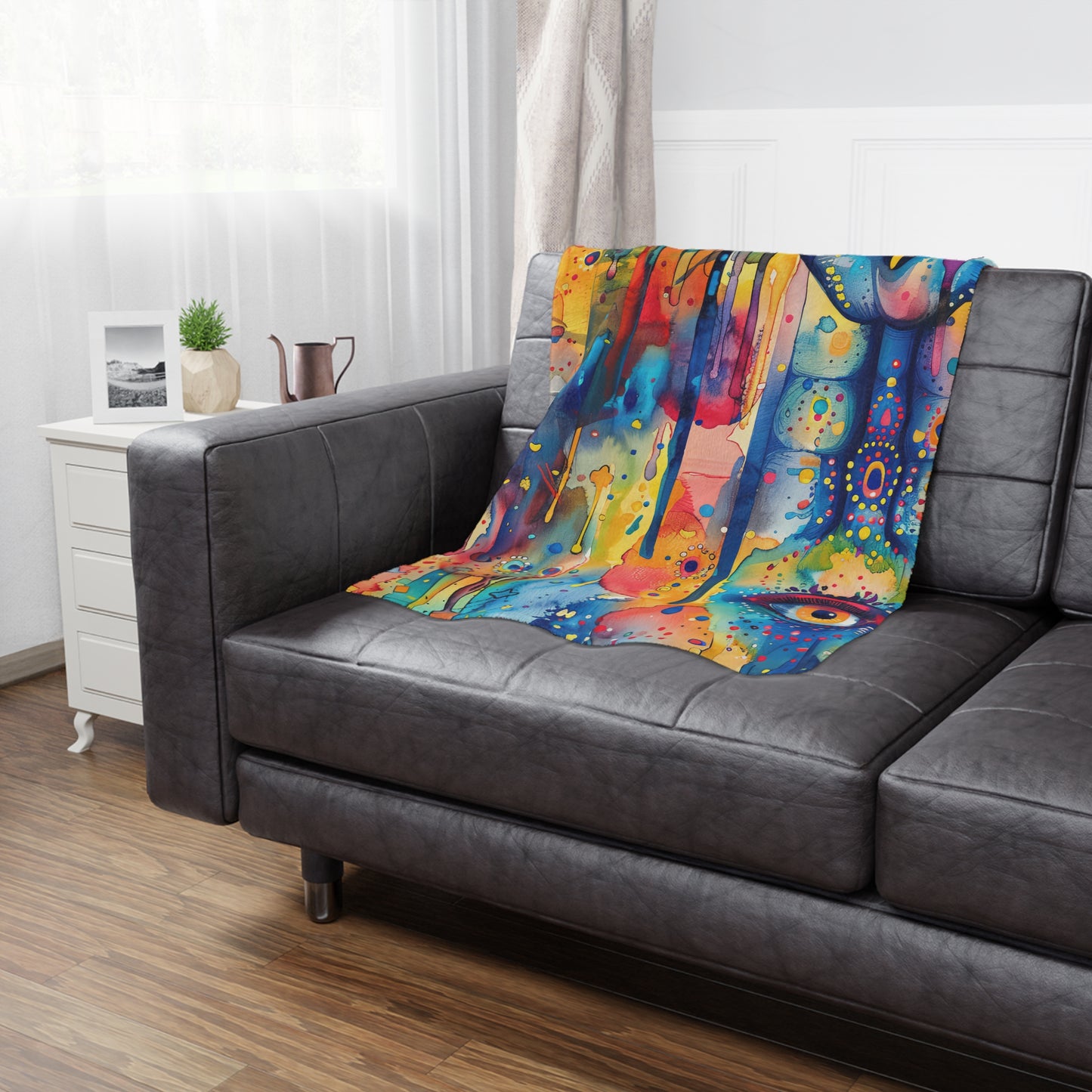 Hamsa Jewelburst. Cozy Artistic Microfiber Blanket.