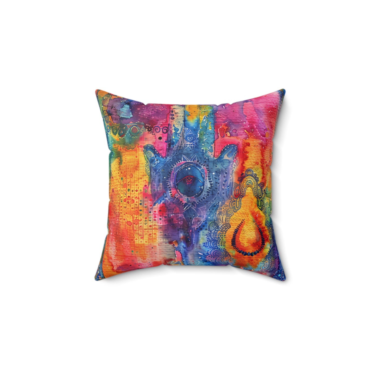 Prismatic Hamsa- Decorative Spun Polyester Cushion