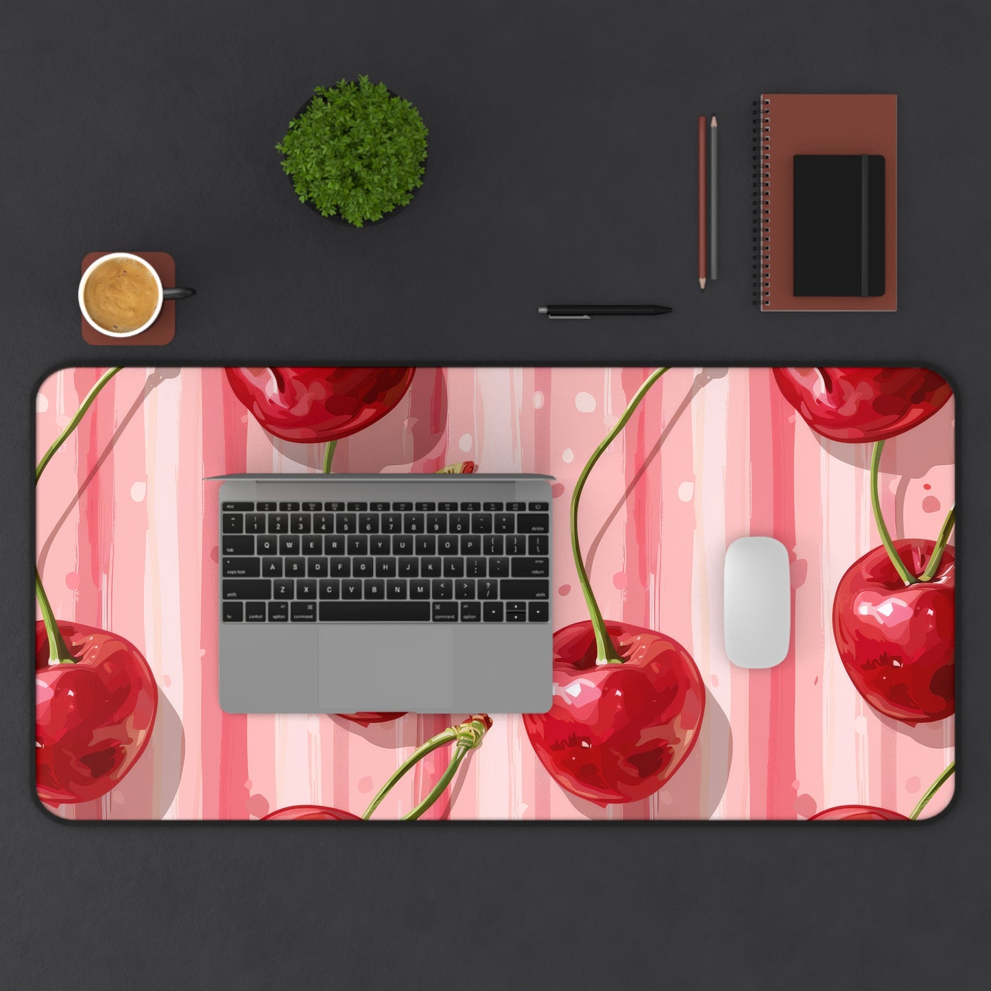 Sleek Cherry. Desk Mat - Stylish Office Organizer