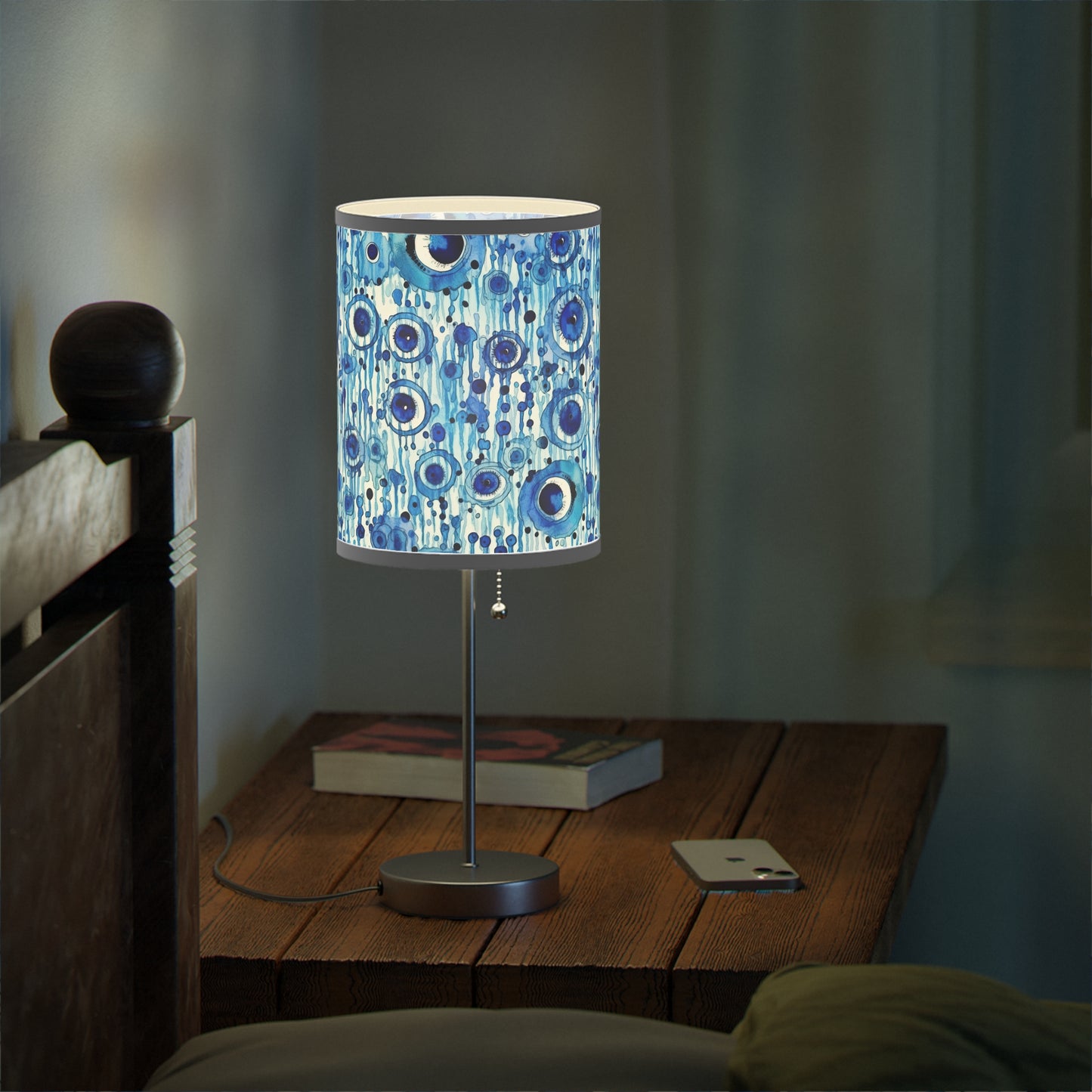 Eclipsed Perception. Evil Eye Lampshade – Light Your Room with Artistic Meaning. Lamp on a Stand,