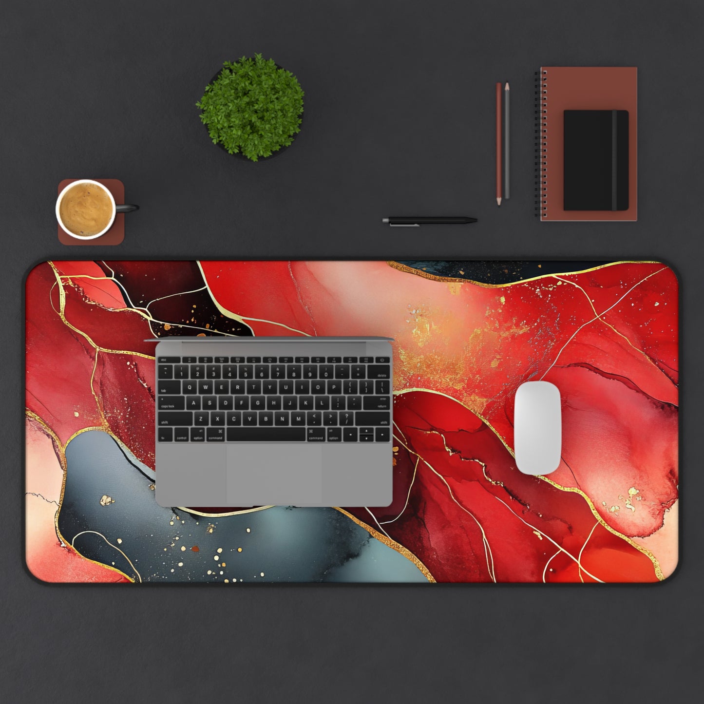 Marbled Cherry Esence Desk Mat - Stylish Office Organizer