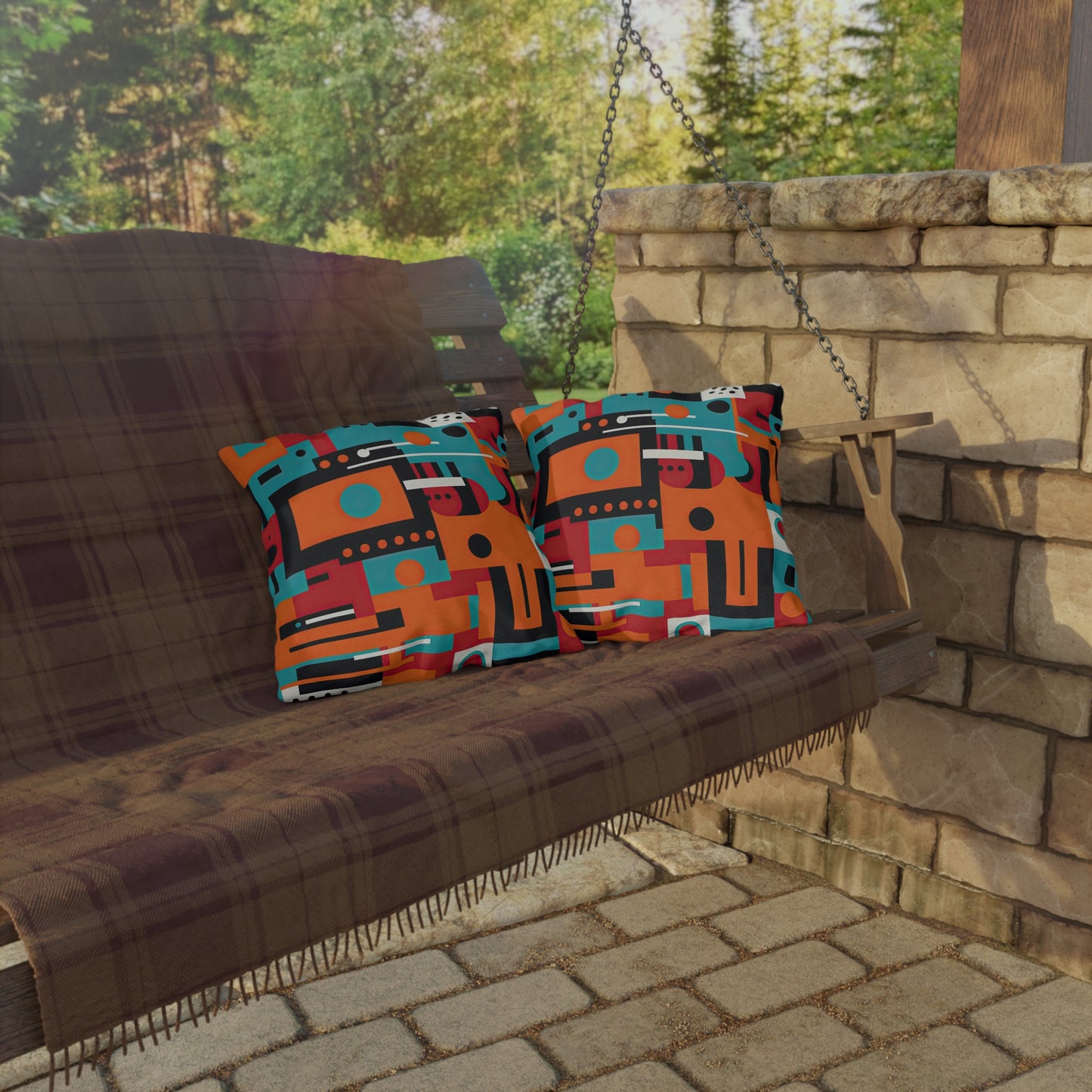 Quantum Reverie. Retro Avant-Garde Outdoor Pillows