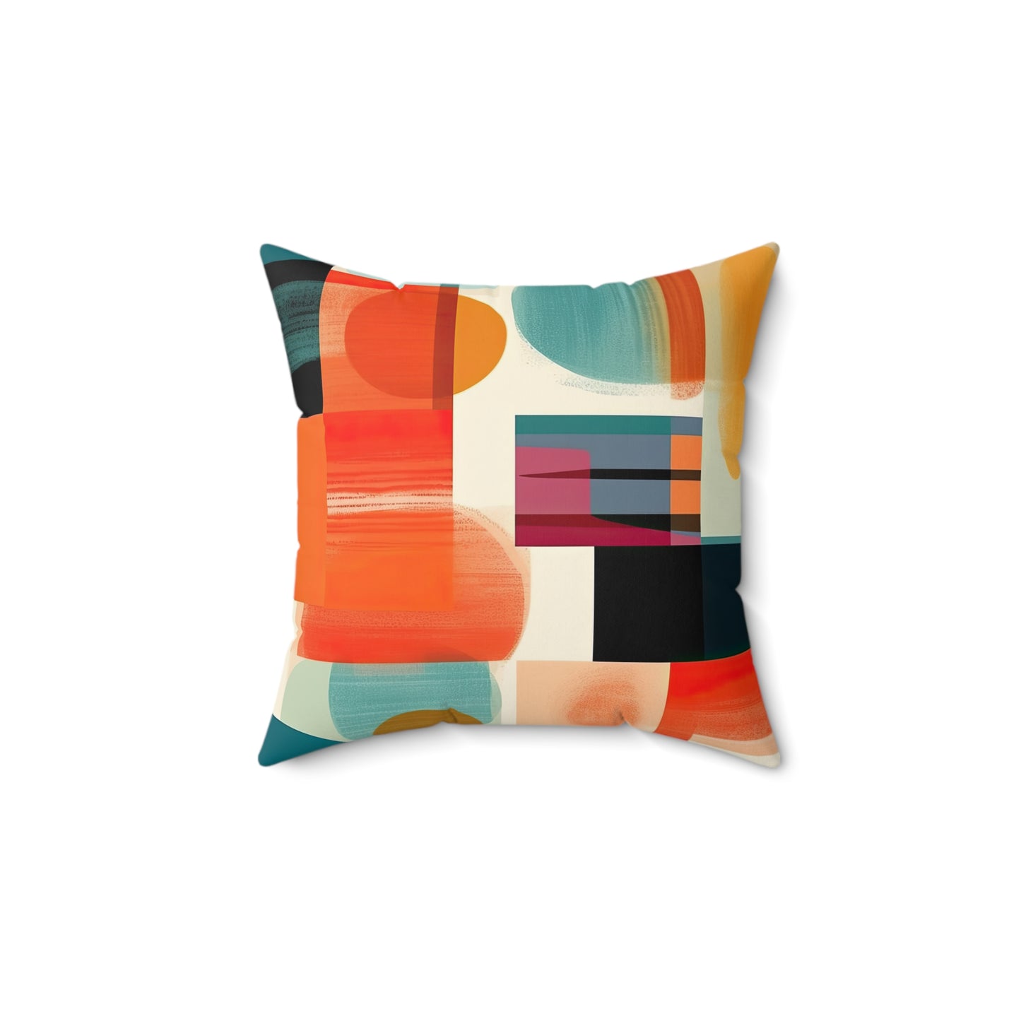 Solar Flare Serenade. Retro-Inspired Avant-Garde Spun Polyester Square Pillow