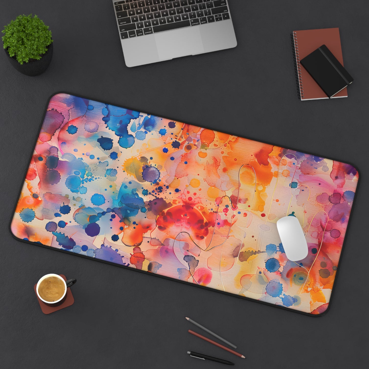 Hamsa Radiance Rainbow. Desk Mat - Stylish Office Organizer