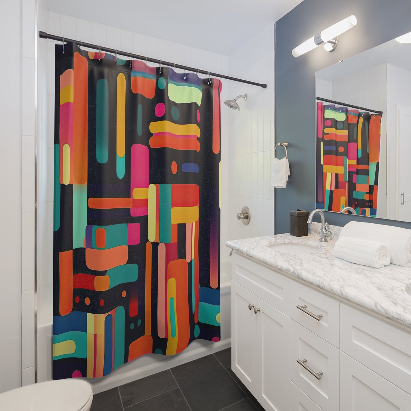 Cybernetic Nostalgia. Retro Futuristic Shower Curtains