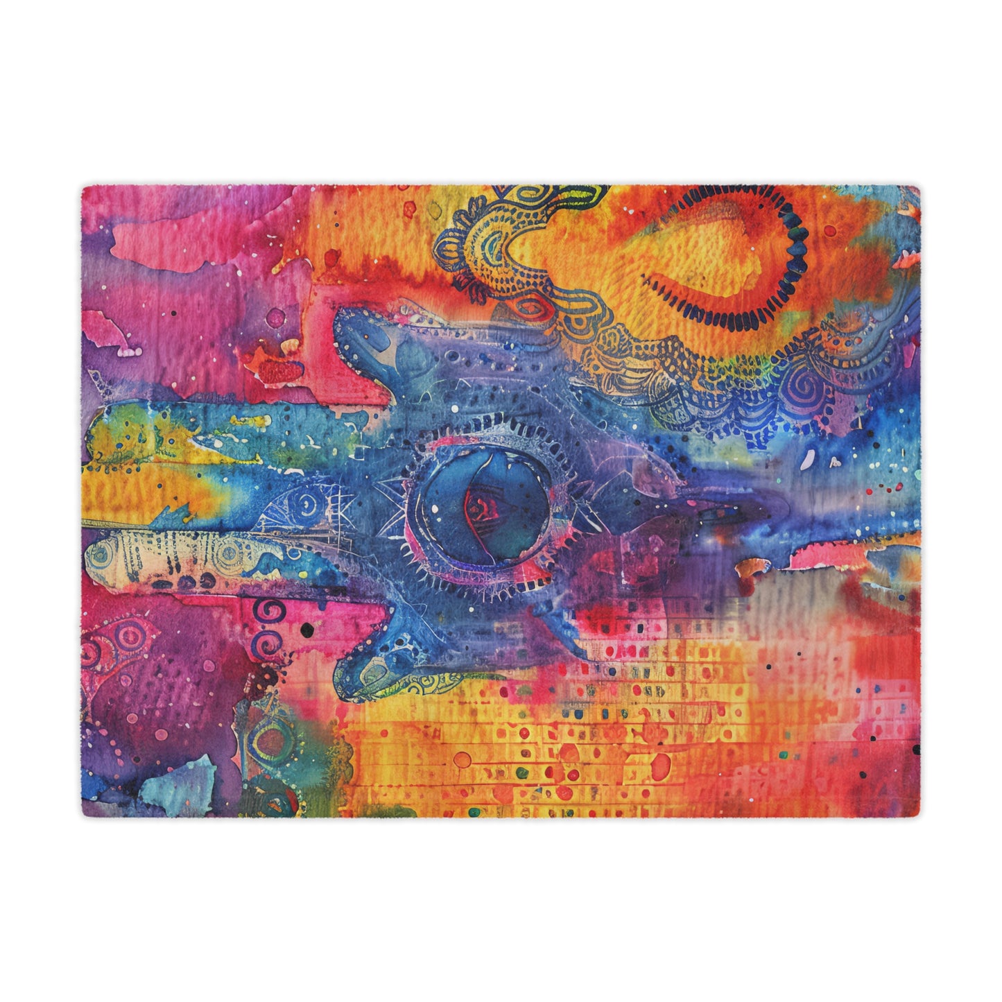 Prismatic Hamsa-topaz. Cozy Artistic Microfiber Blanket.