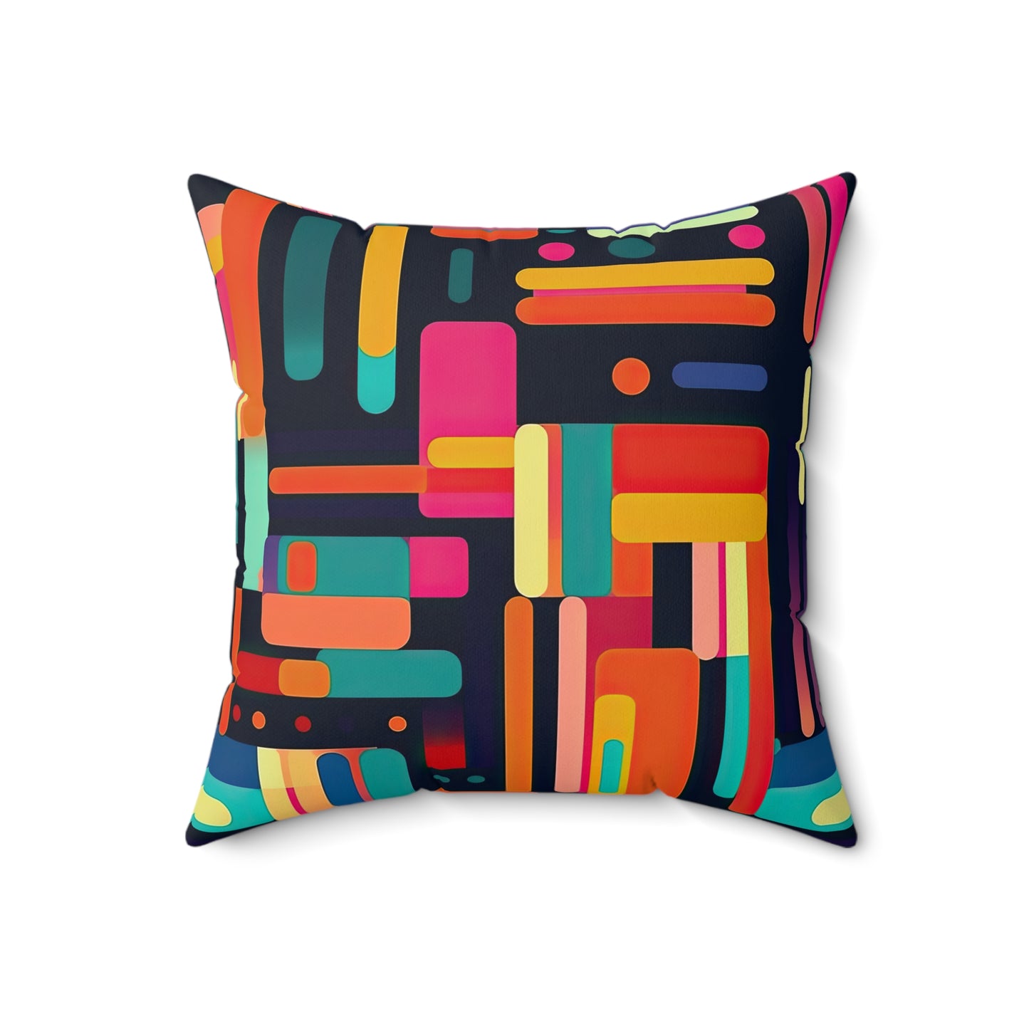 Cybernetic Nostalgia. Retro Futuristic Spun Polyester Square Pillow