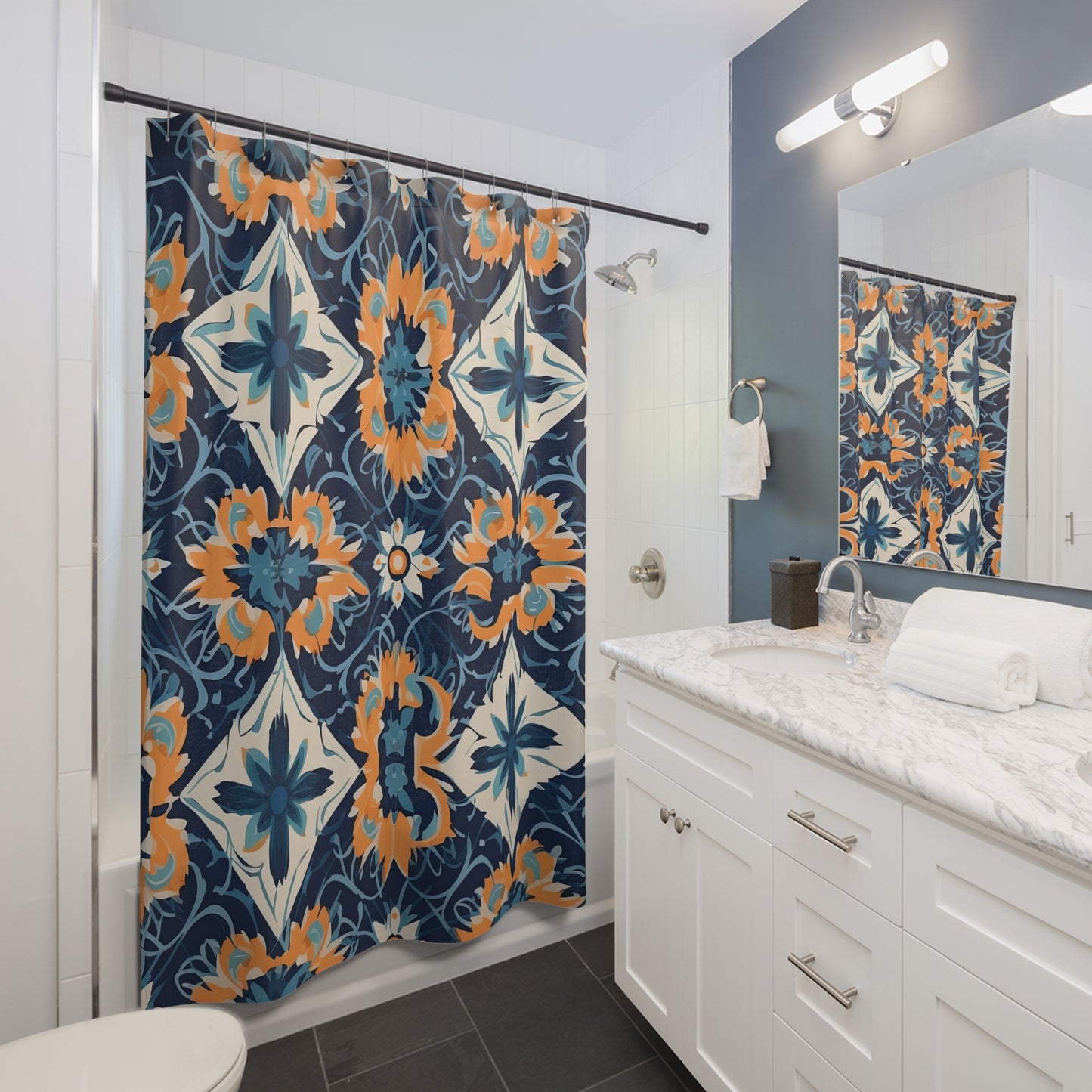 Velvet Veil Vision. Shower Curtains