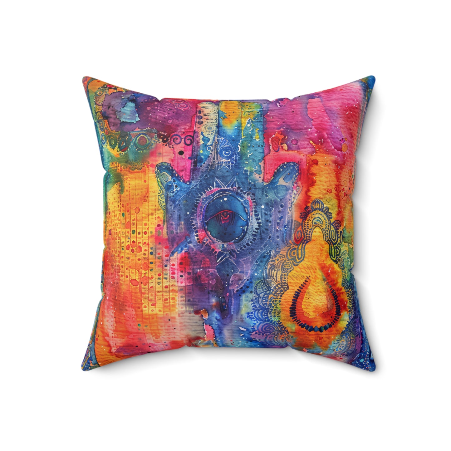 Prismatic Hamsa- Decorative Spun Polyester Cushion