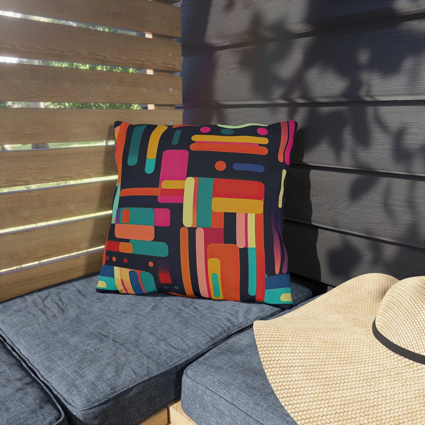 Cybernetic Nostalgia. Retro Futuristic Outdoor Pillows