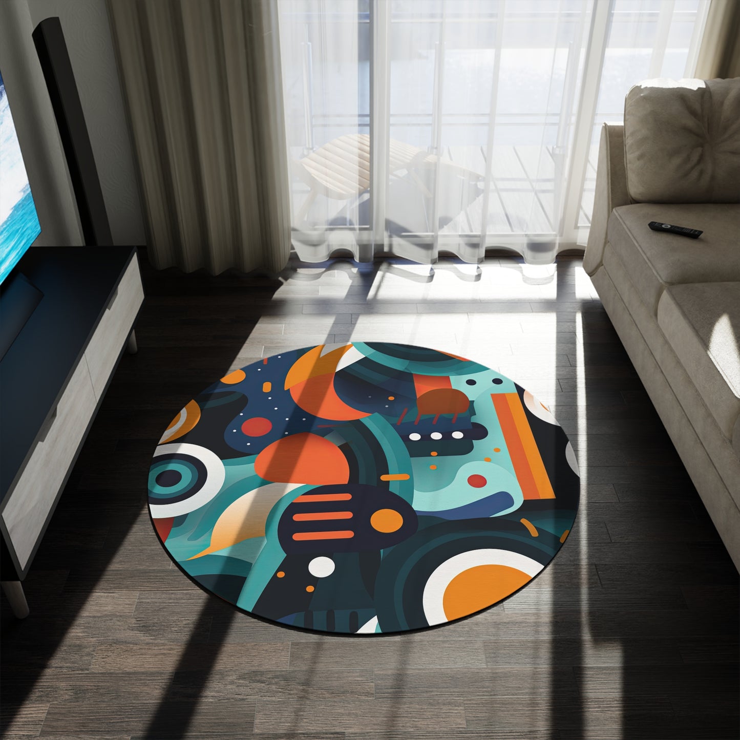 Retro Futurism. Retro Style Avant-Garde Round Rug