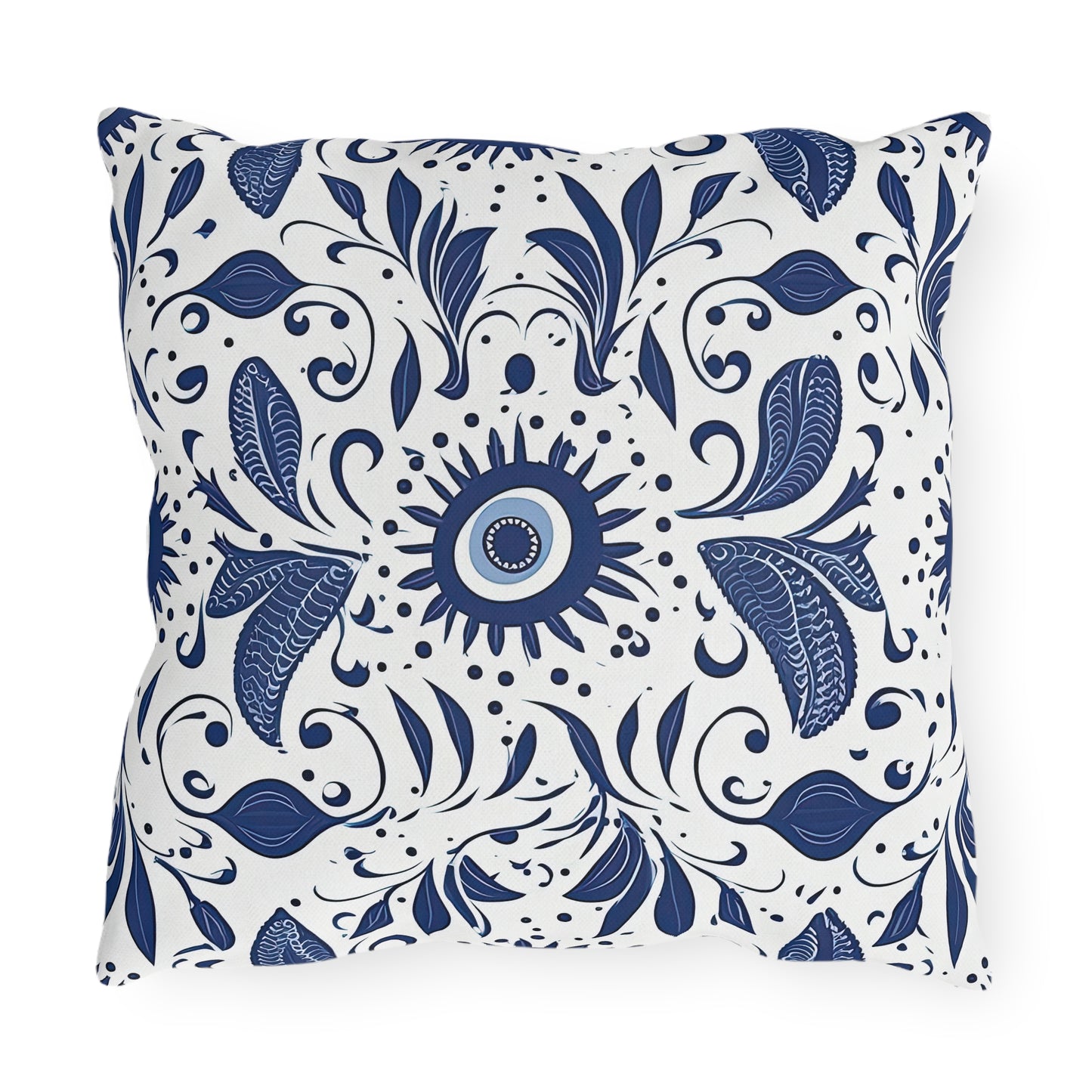 Beholder. Artfully Interpreted Evil Eye Pillow – Symbolic & Stylish Comfort. Outdoor Pillows