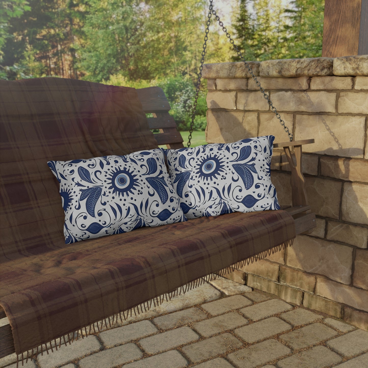 Beholder. Artfully Interpreted Evil Eye Pillow – Symbolic & Stylish Comfort. Outdoor Pillows