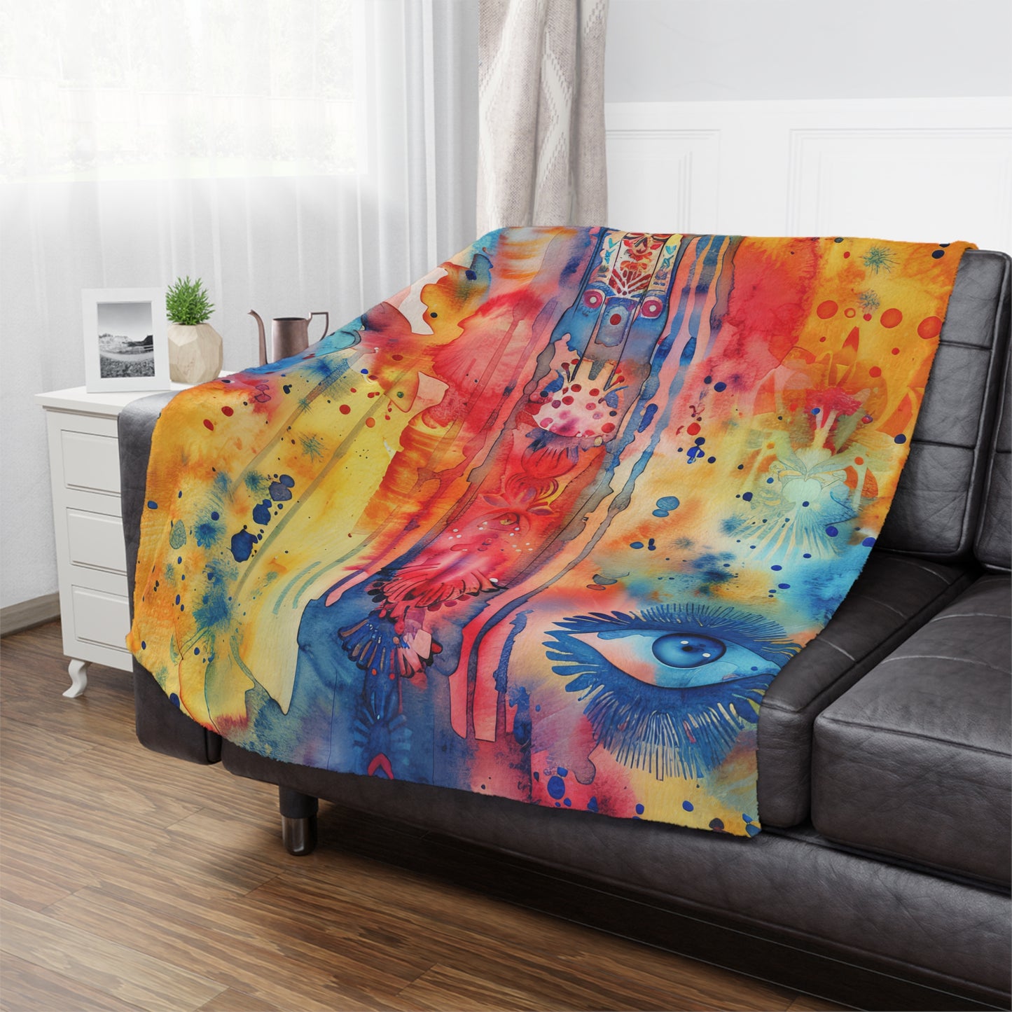 Brilliant Bliss Hamsa. Cozy Artistic Microfiber Blanket.