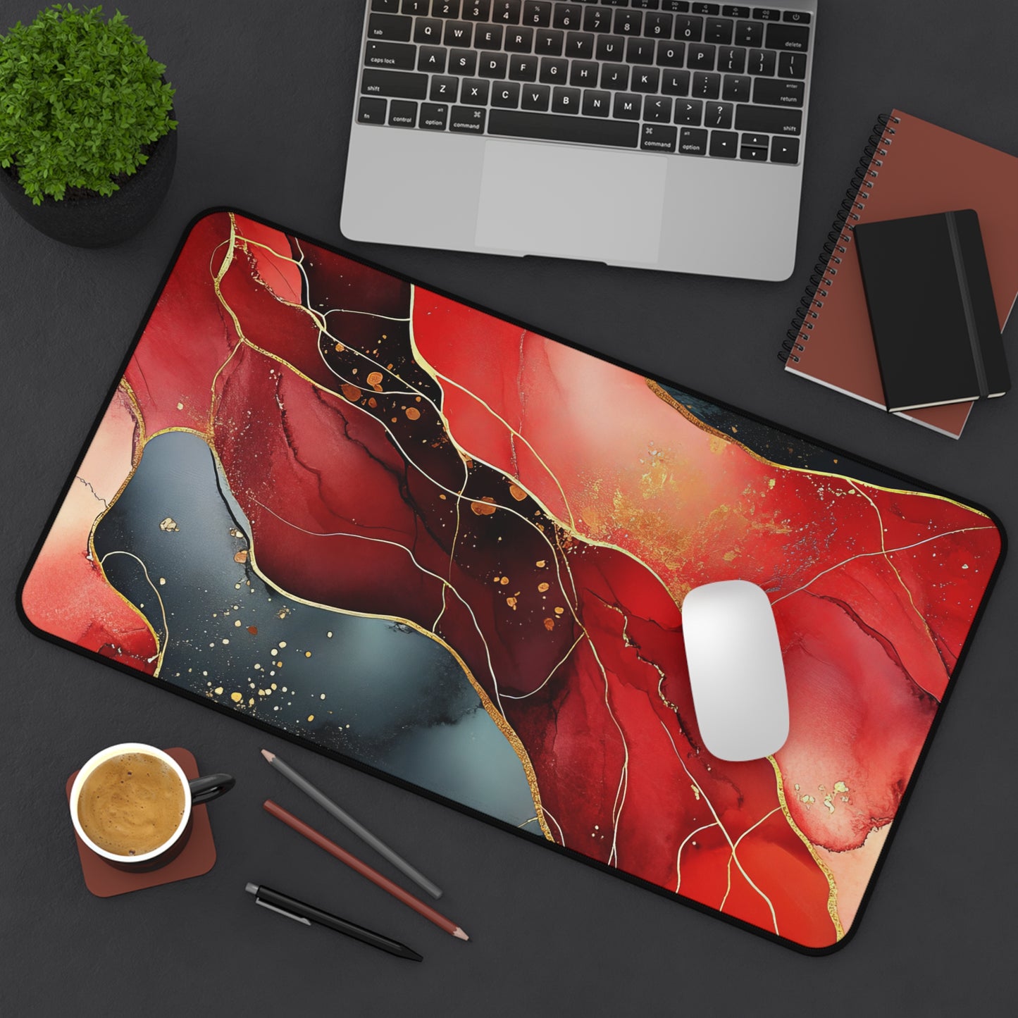 Marbled Cherry Esence Desk Mat - Stylish Office Organizer