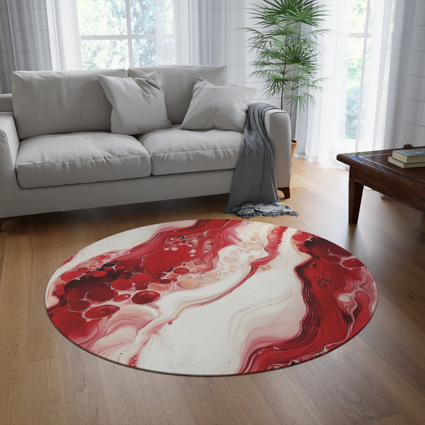 Cherry Aurora. Bohemian Eye Round Rug - Colorful Floor Decor for Vibrant Spaces