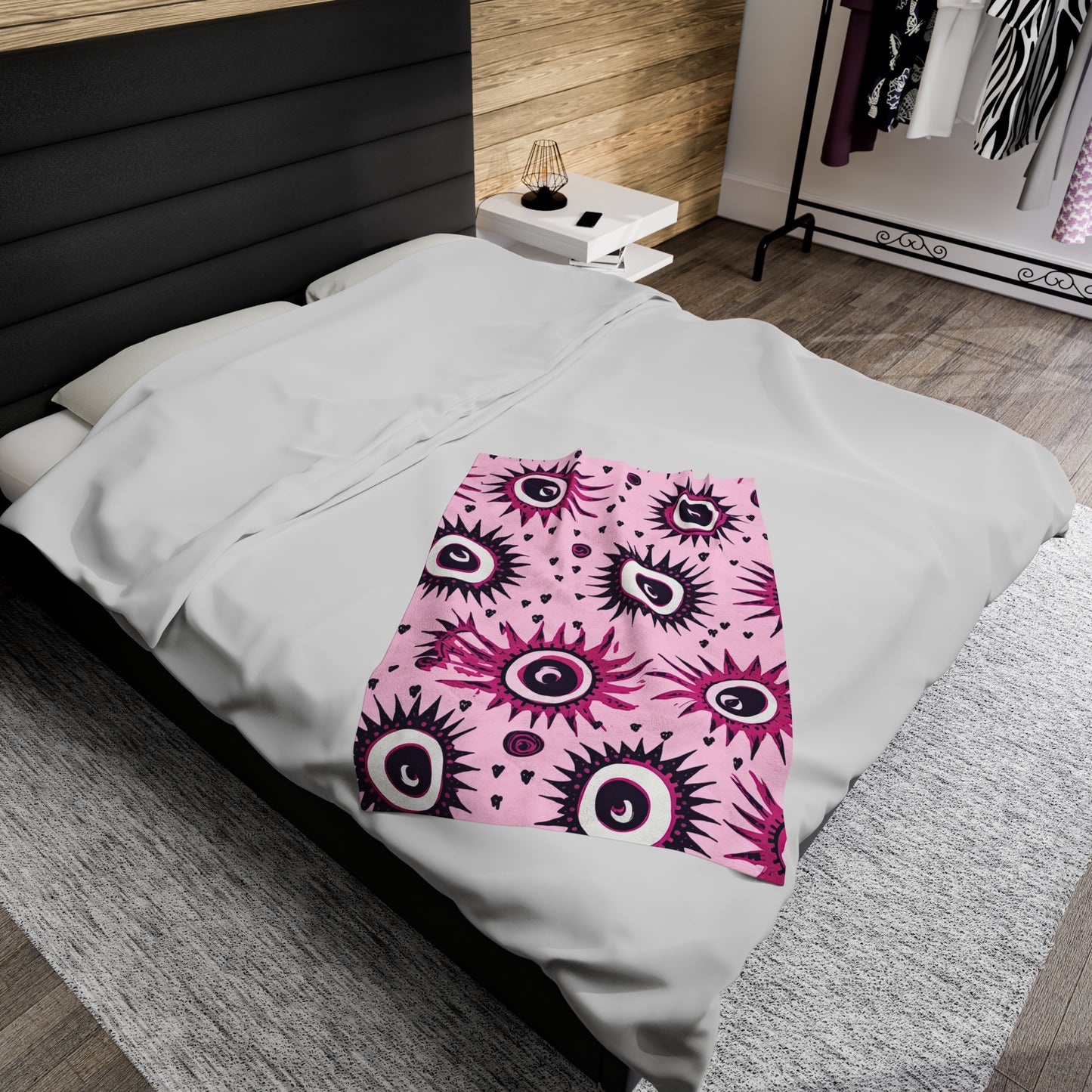 Evil Pink Eye. Velveteen Plush Blanket.