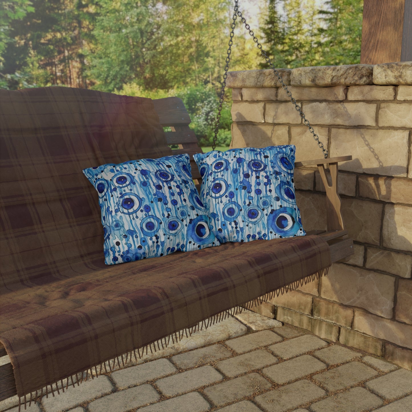 Eclipsed Perception. – Decorative Protection with Original Flair. Evil Eye Pillow Outdoor Pillows