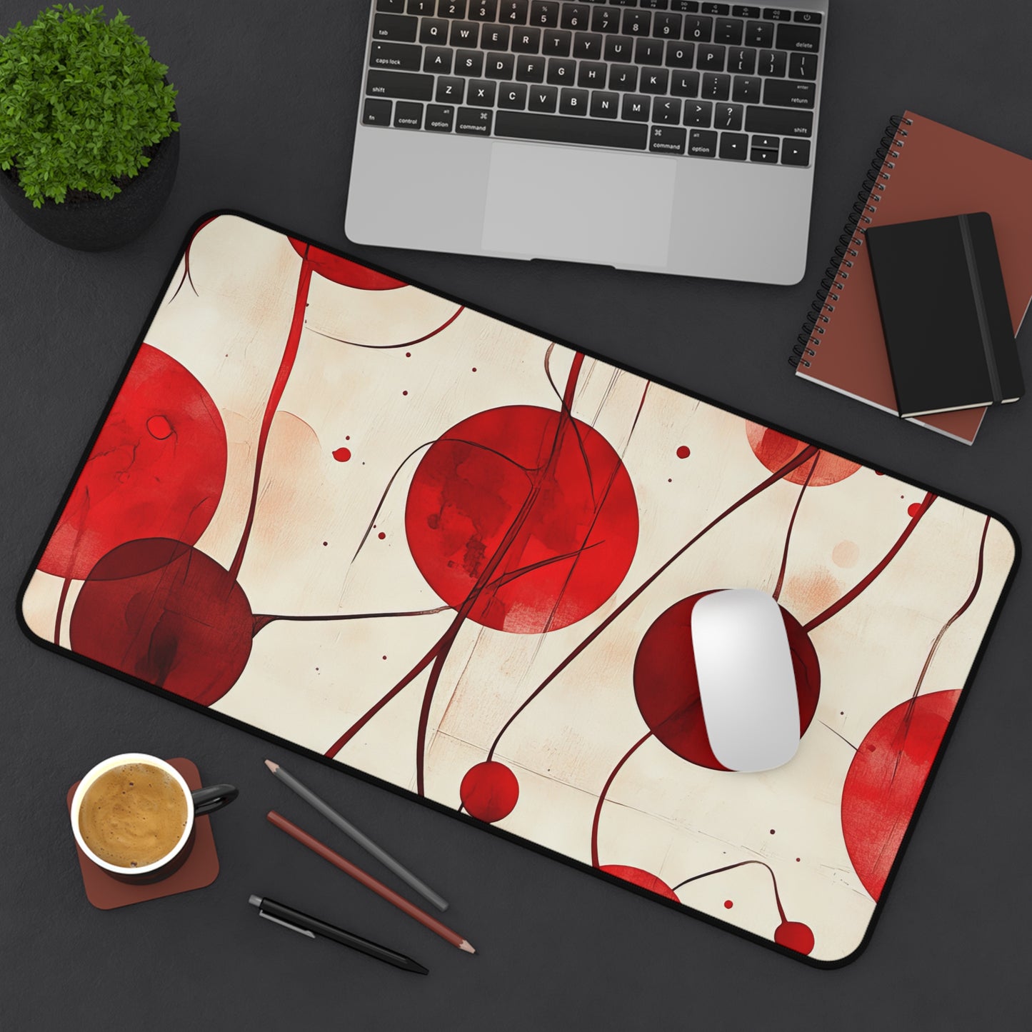 Vintage Cherry Desk Mat - Stylish Office Organizer