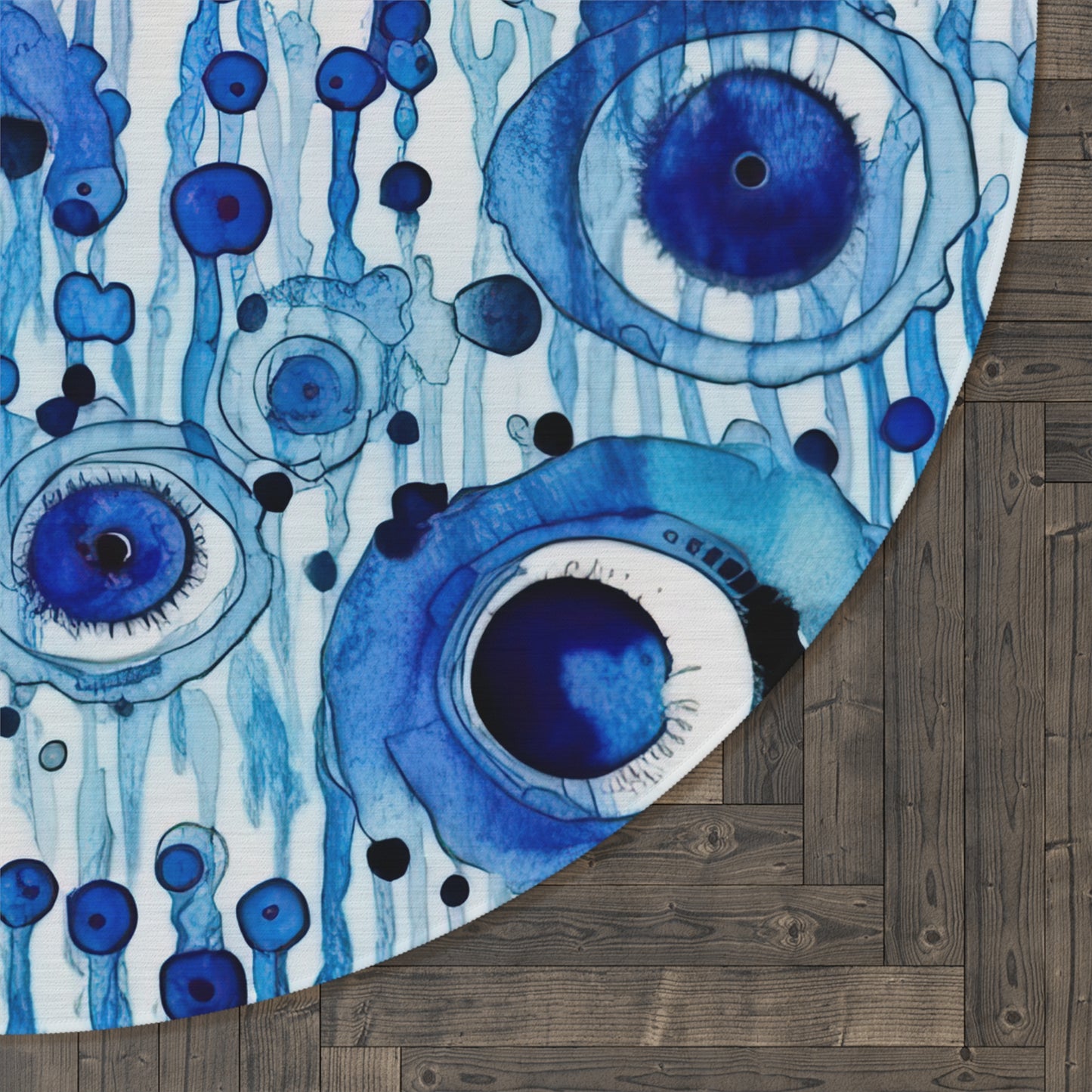 Eclipsed Perception. Evil Eye Rug – Artistic Expression Meets Protection for Your Floors. Round Rug