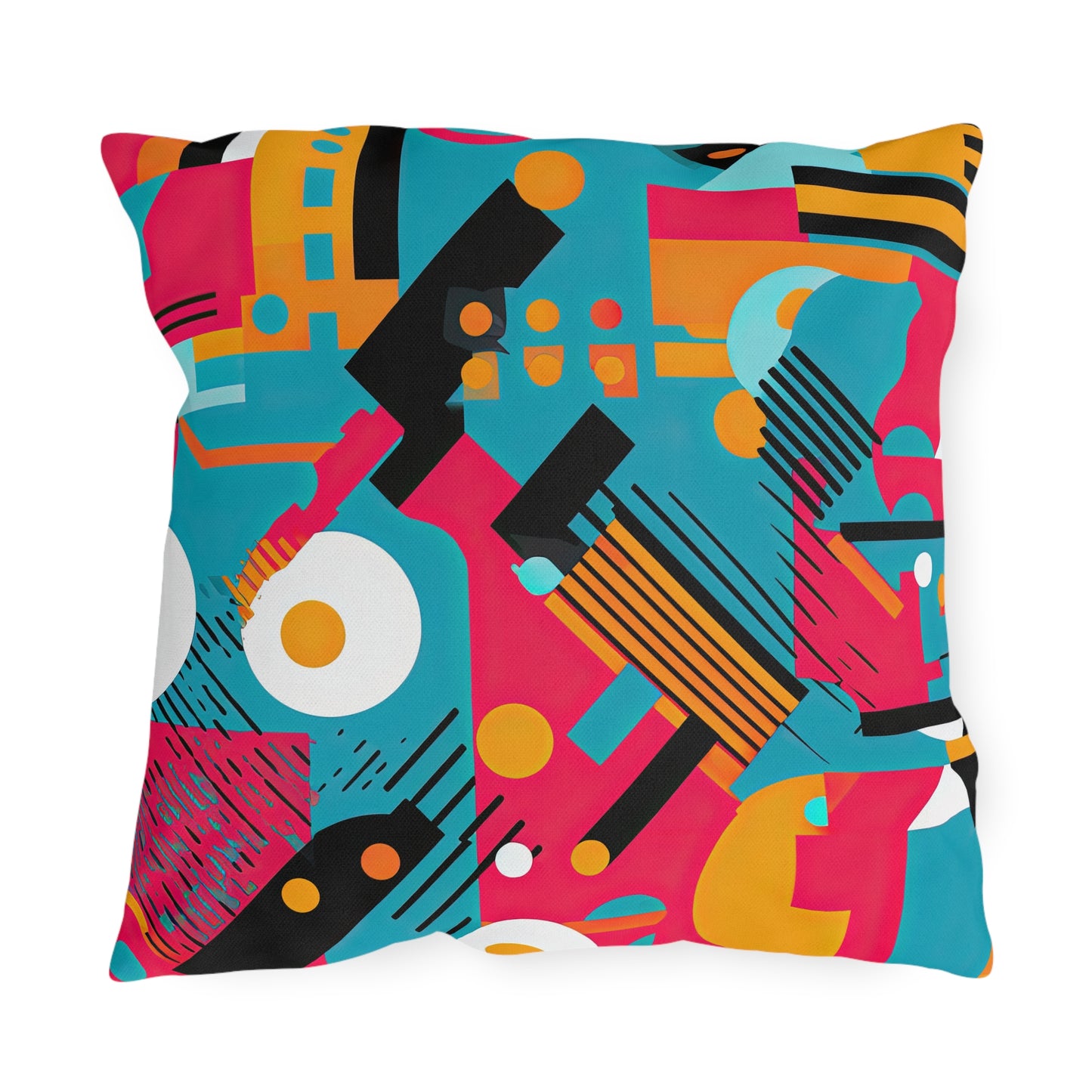 Technicolor Dreamscape. Futuristic Nostalgia Outdoor Pillows