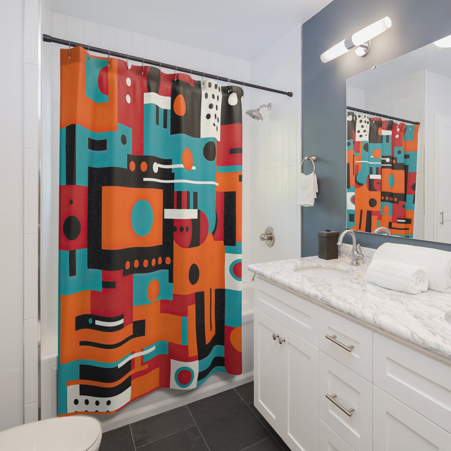 Quantum Reverie. Retro Avant-Garde Shower Curtains