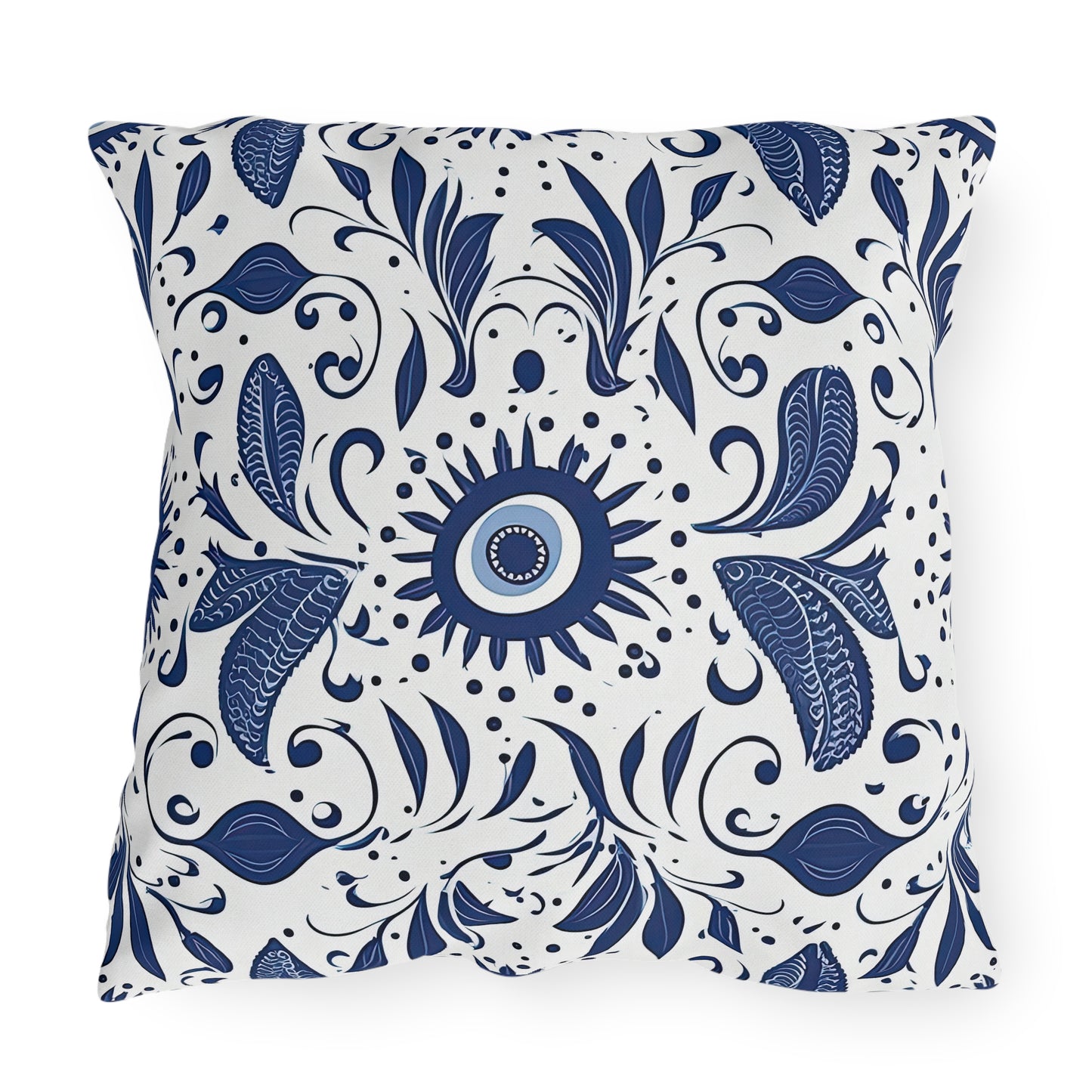 Beholder. Artfully Interpreted Evil Eye Pillow – Symbolic & Stylish Comfort. Outdoor Pillows