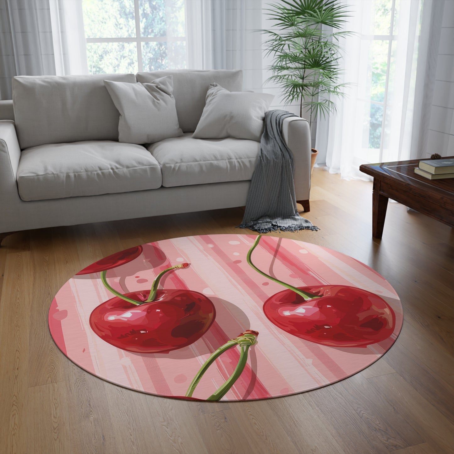 Sleek Cherry. Bohemian Eye Round Rug - Colorful Floor Decor for Vibrant Spaces