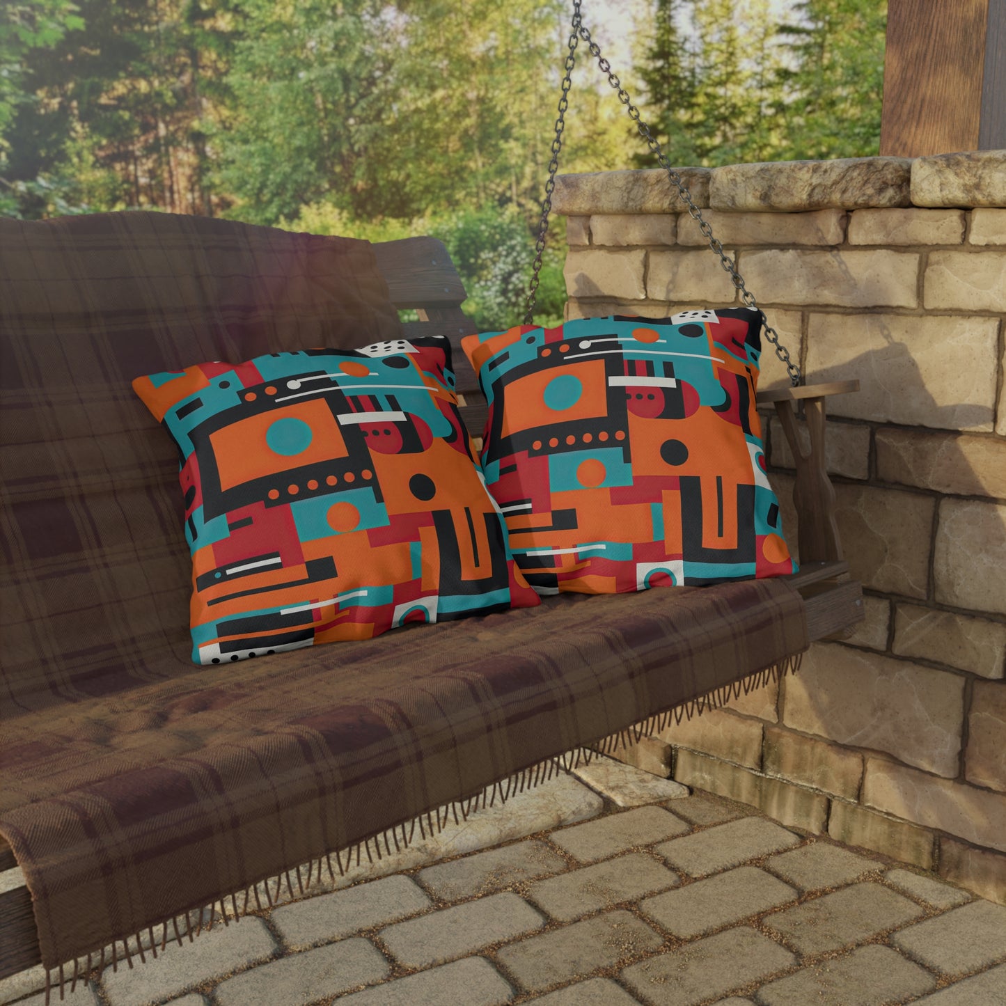 Quantum Reverie. Retro Avant-Garde Outdoor Pillows