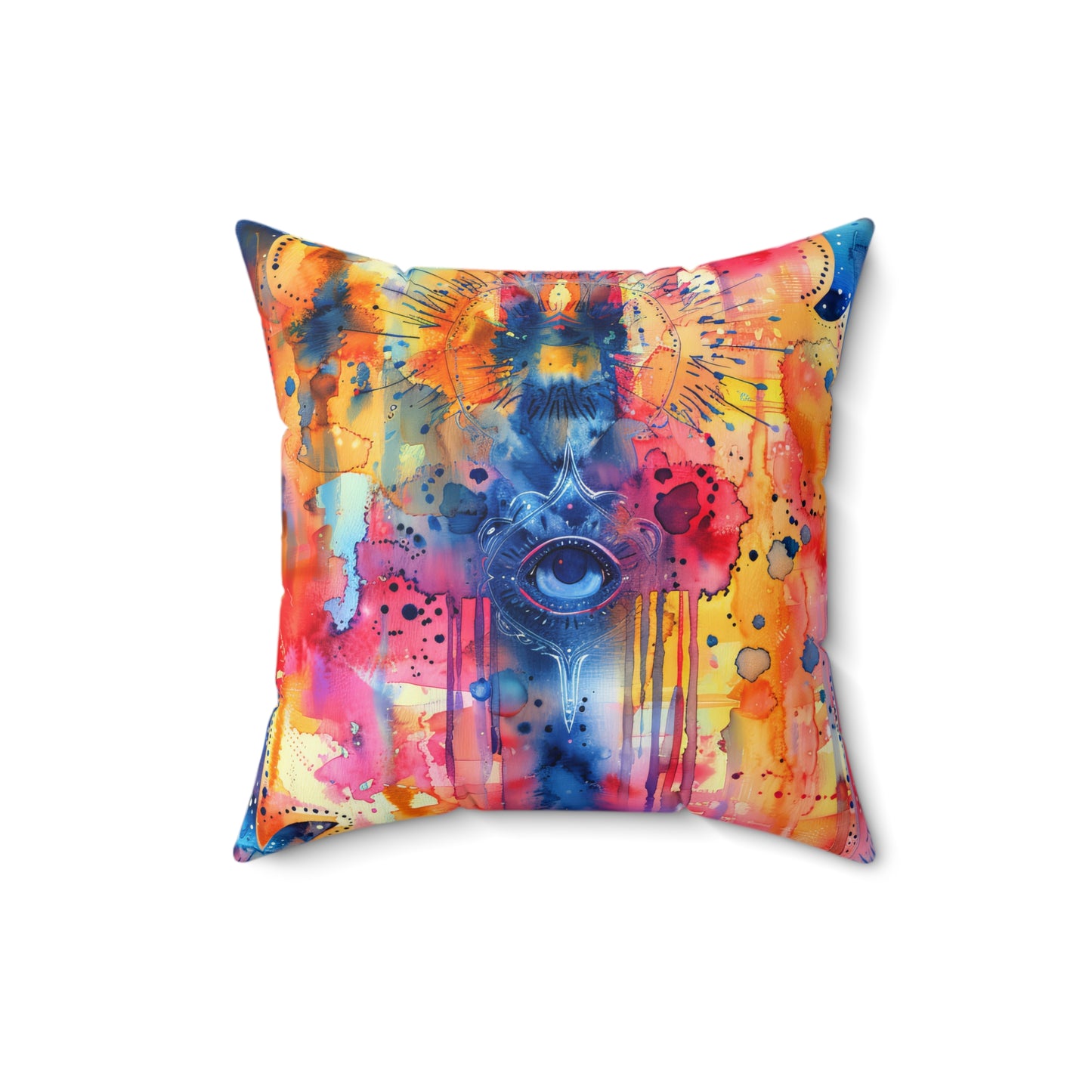 Chromatic Protector Hamsa- Decorative Spun Polyester Cushion