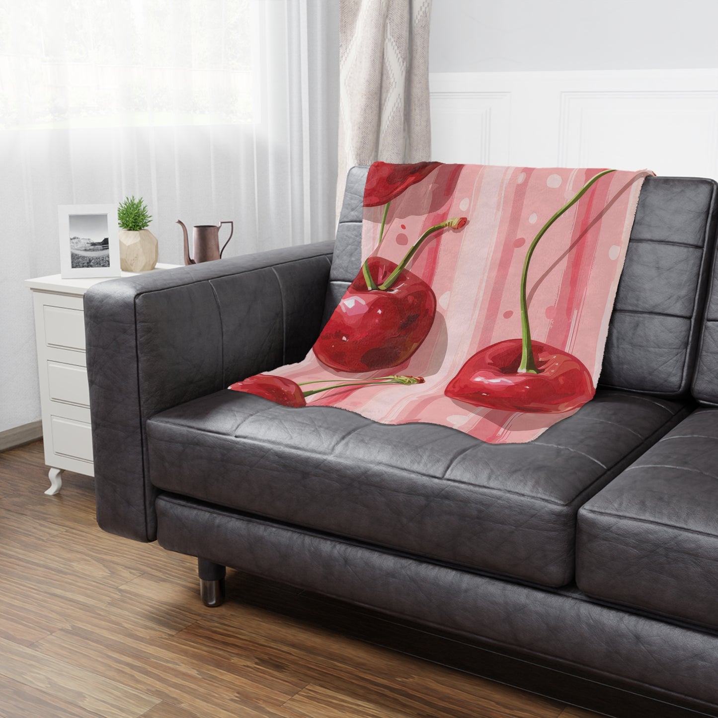 Sleek Cherry. Cozy Artistic Microfiber Blanket -