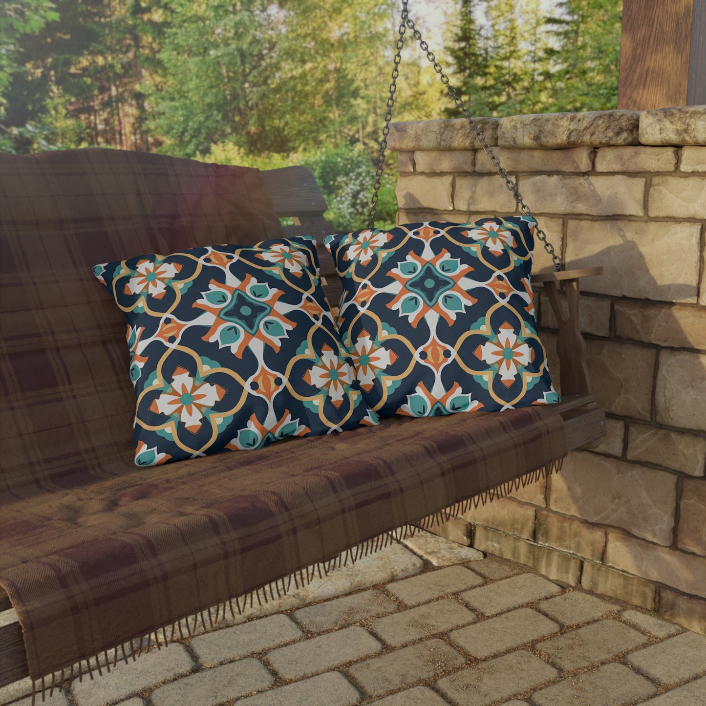 Saffron Souk Symphony . Outdoor Pillows
