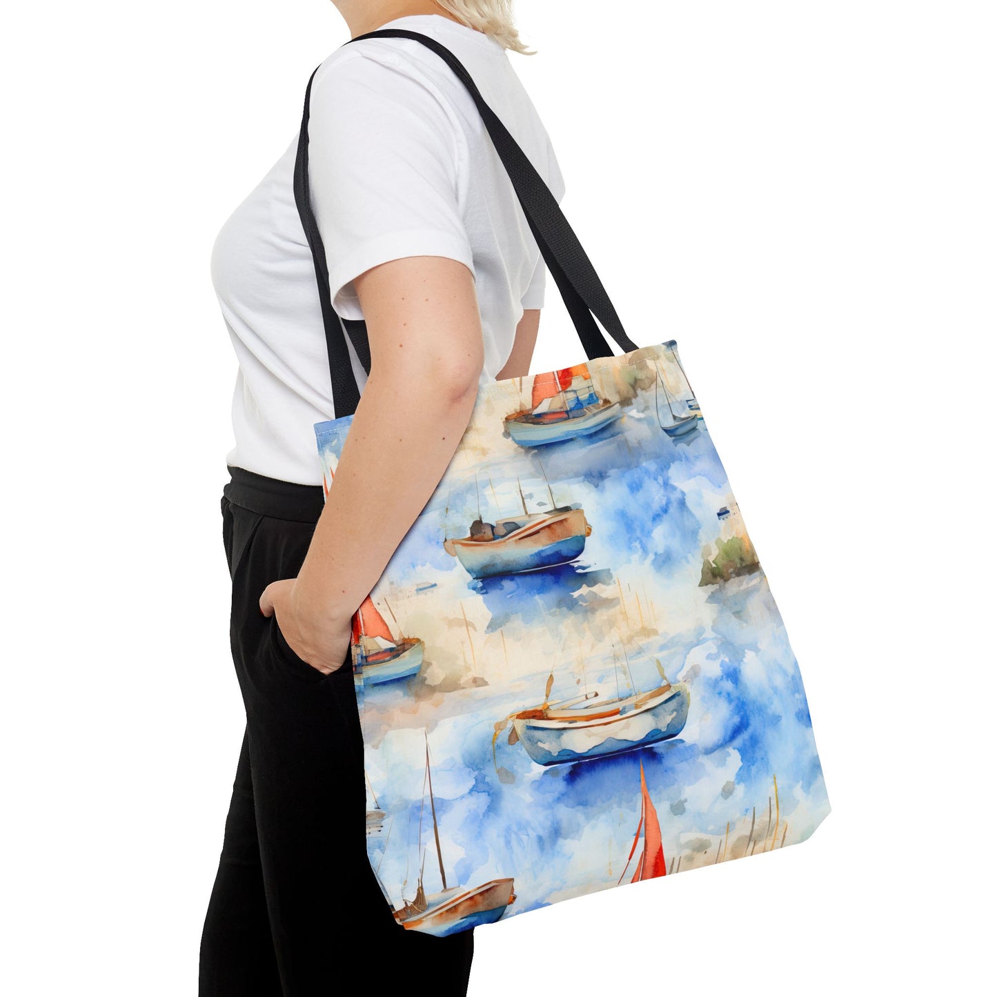 Boats On Watercolor. Tote Bag for Everyday Use