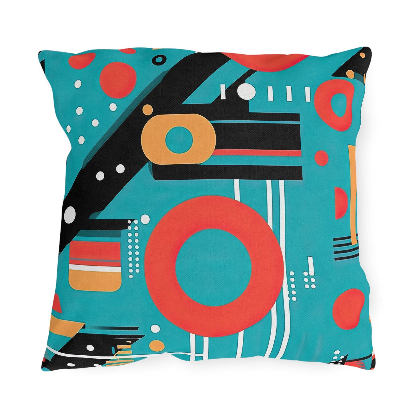 Quantum Rhapsody. Retro-Inspired Futuristic Outdoor Pillows
