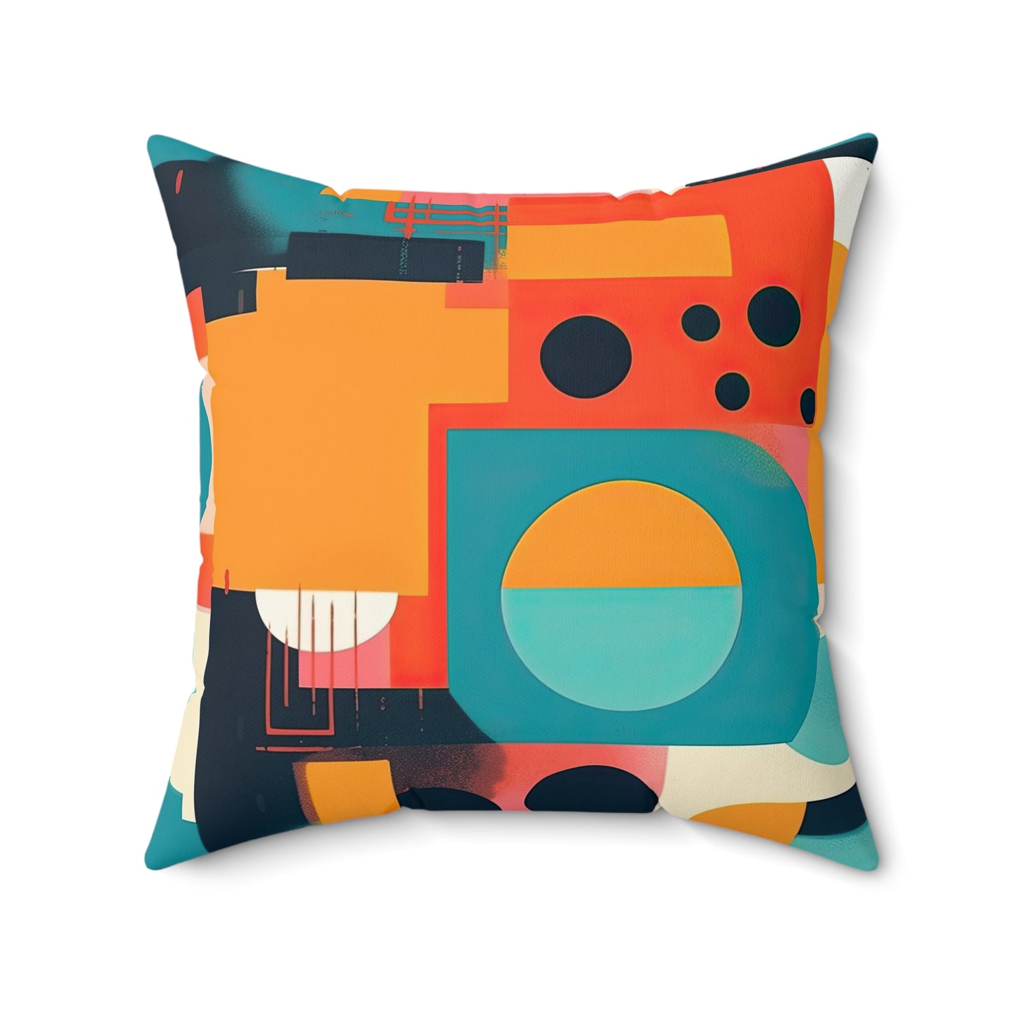 Neon Echoes . Futuristic Nostalgia Spun Polyester Square Pillow