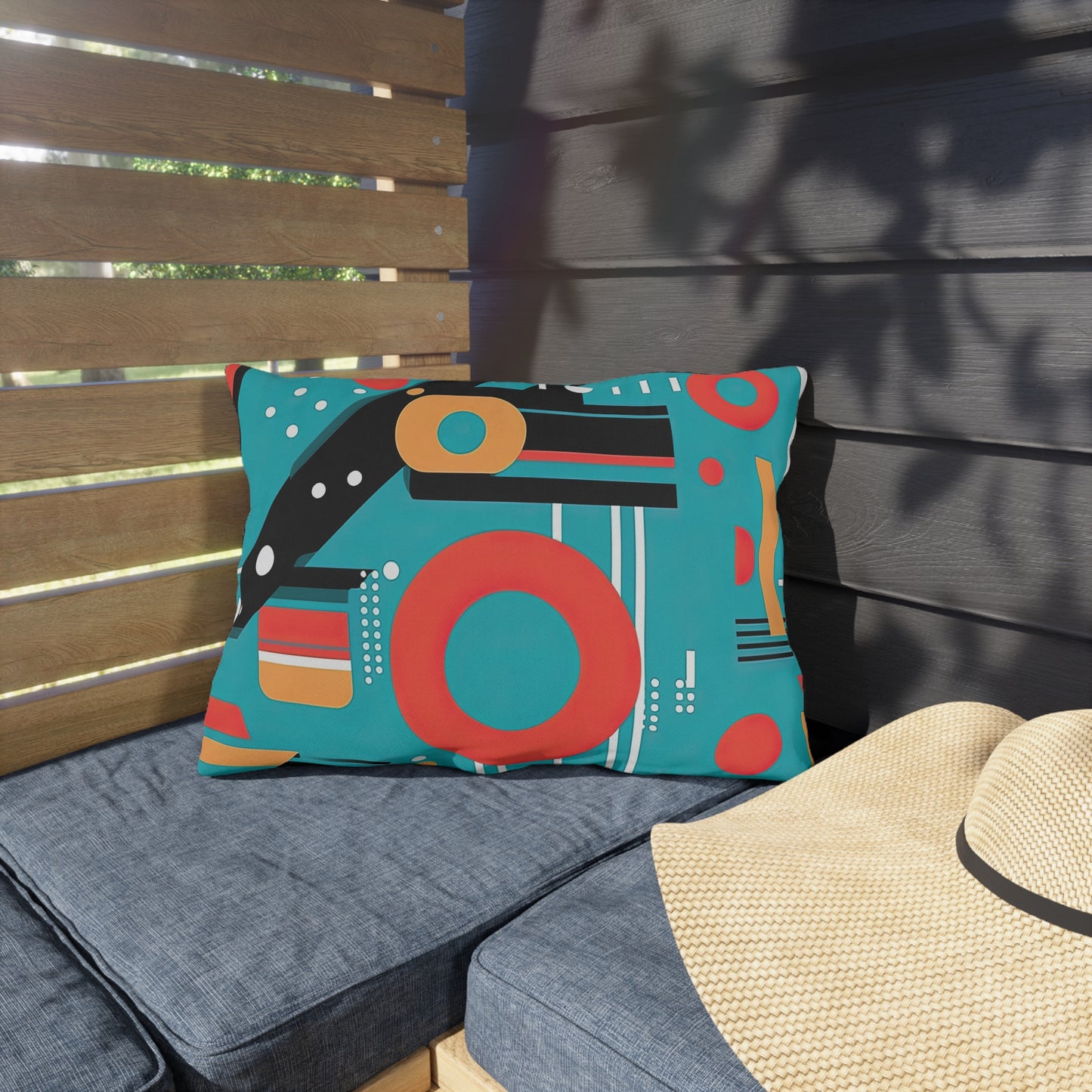 Quantum Rhapsody. Retro-Inspired Futuristic Outdoor Pillows