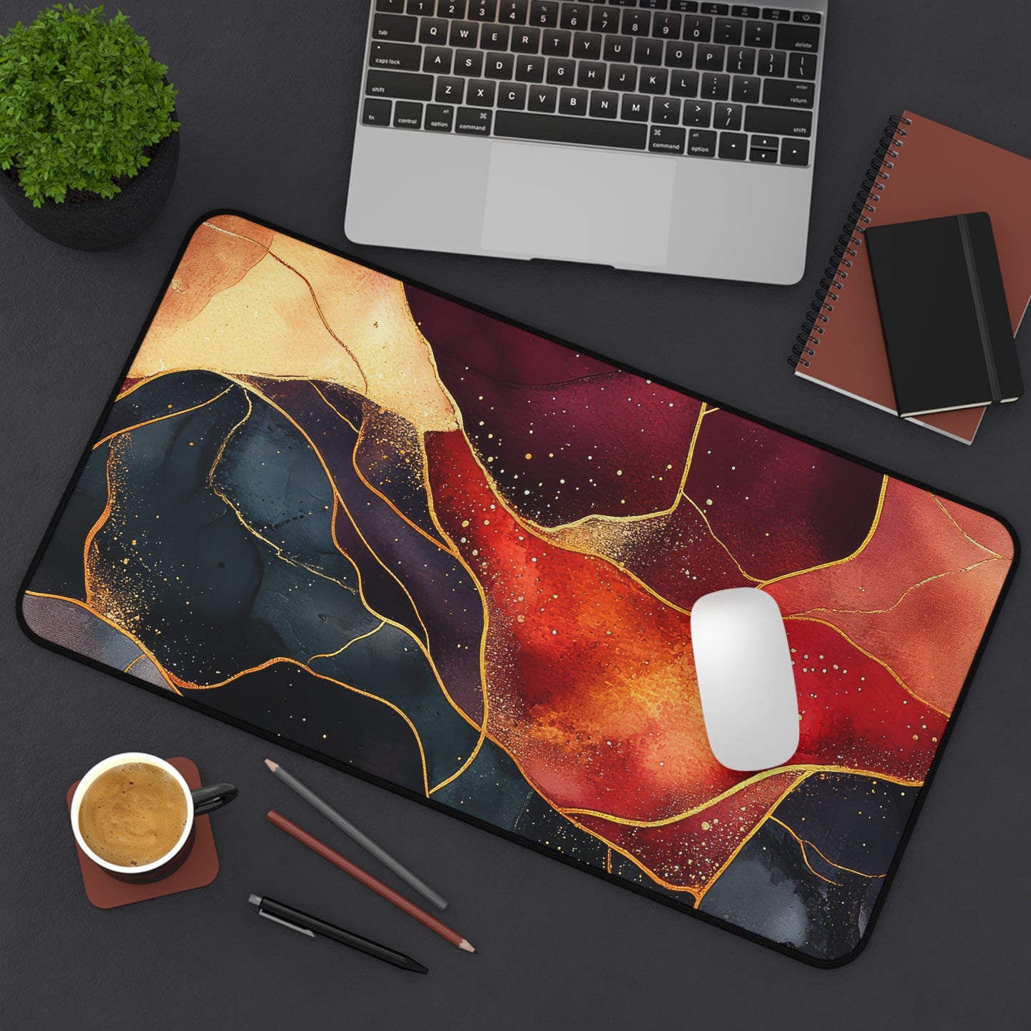 Velvet Cherry Desk Mat - Stylish Office Organizer